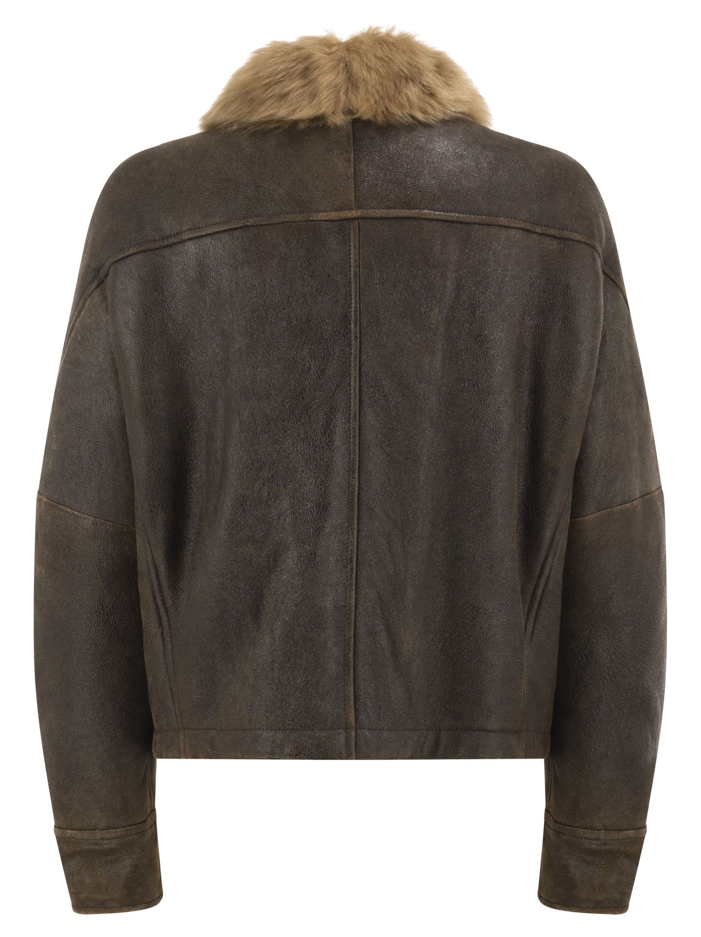 Brunello Cucinelli Women Sheepskin Jacket With Fur Collar BRUNELLO CUCINELLI