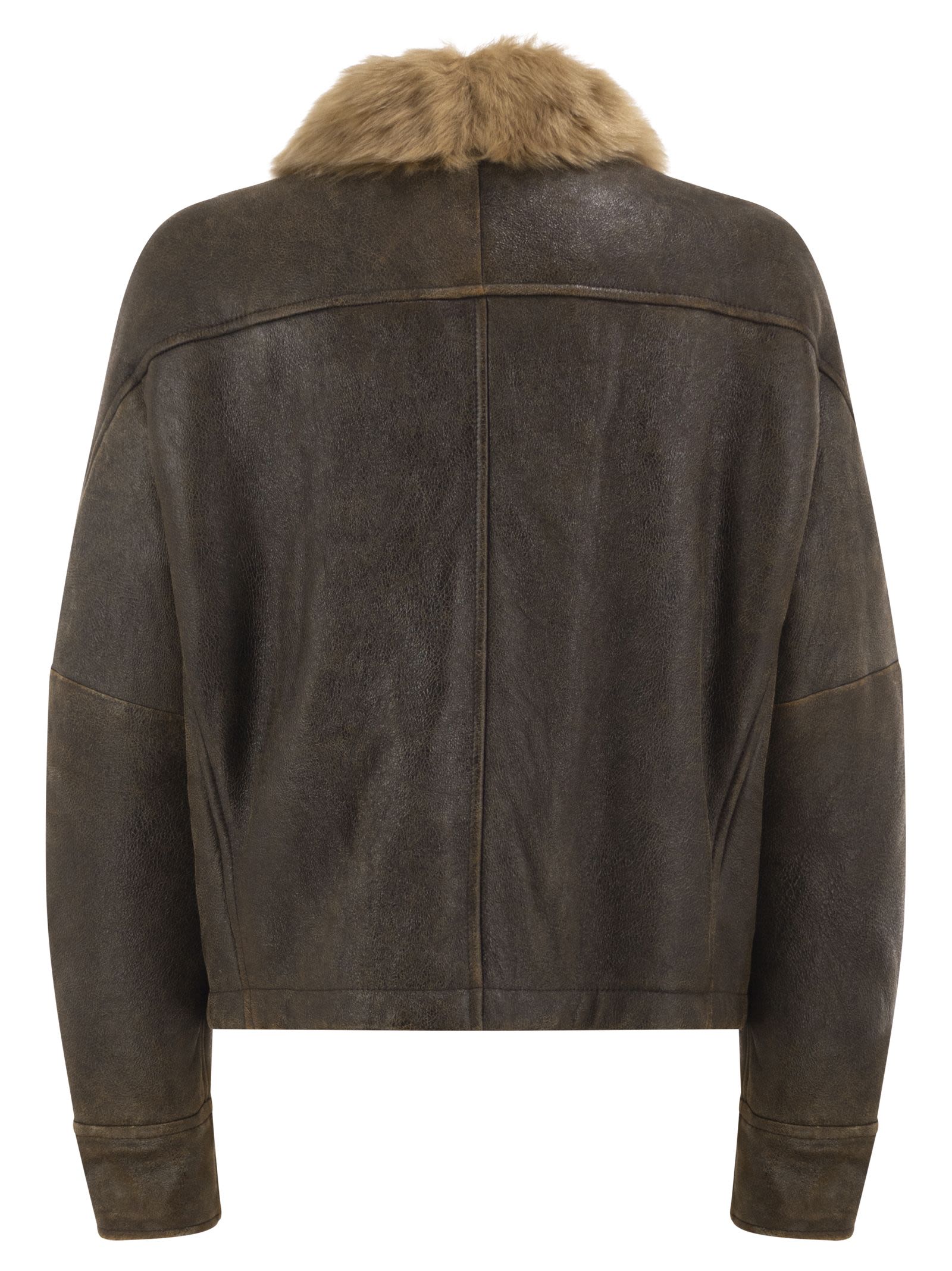 Brunello Cucinelli Women Sheepskin Jacket With Fur Collar BRUNELLO CUCINELLI