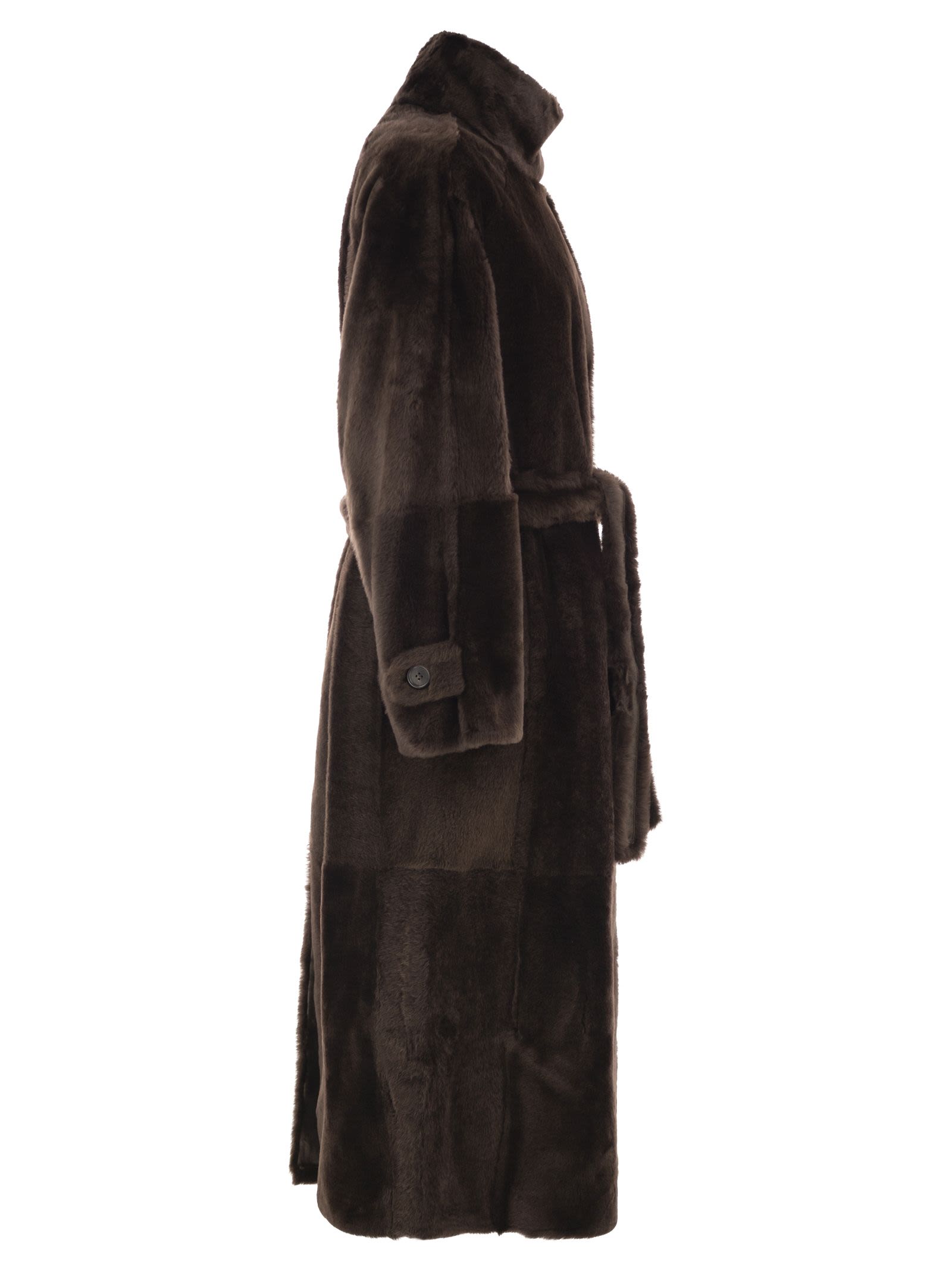 Brunello Cucinelli Women Long Shearling Coat With Belt BRUNELLO CUCINELLI
