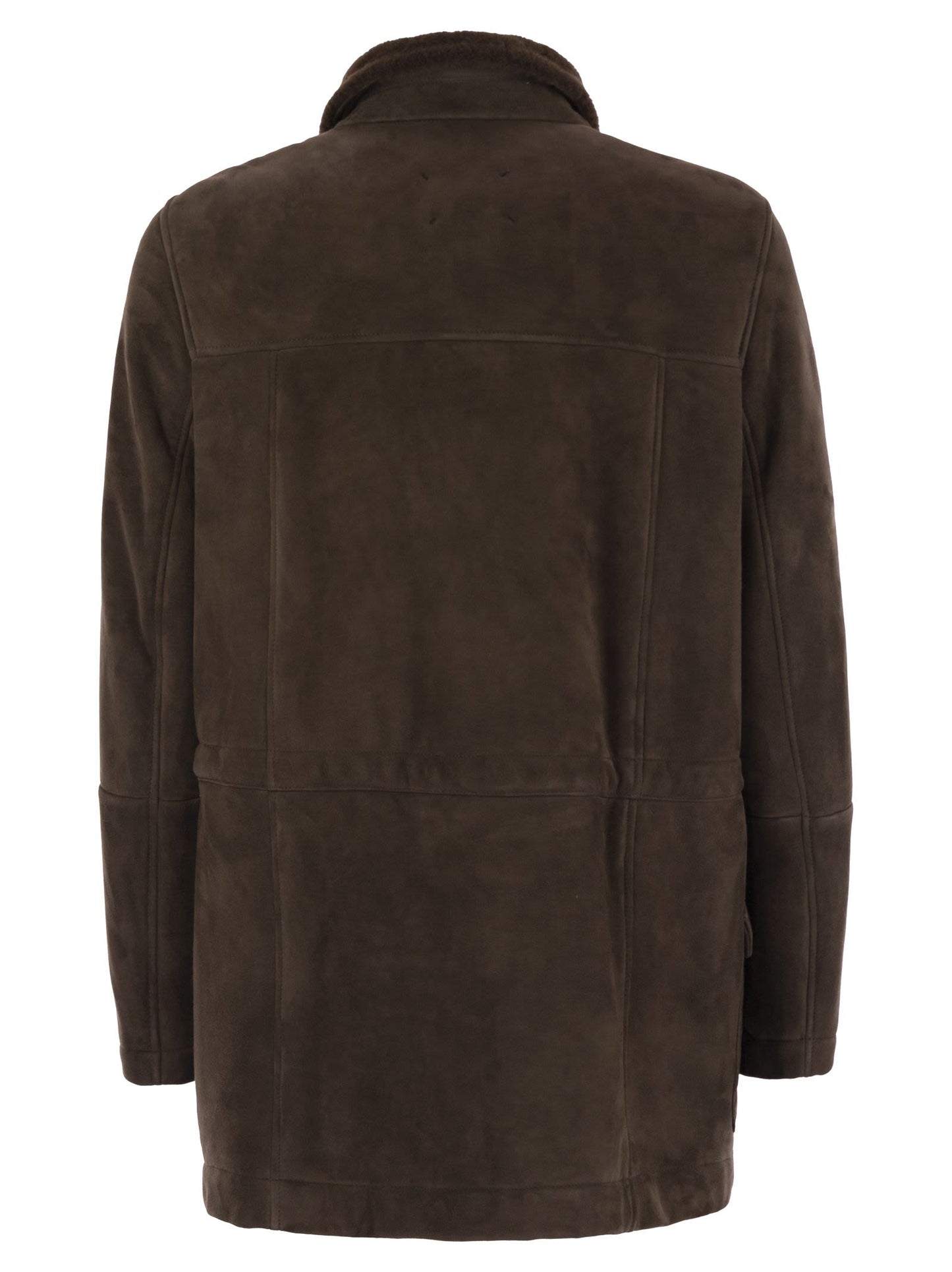 Brunello Cucinelli Men Tone-On-Tone Suede Shearling Coat BRUNELLO CUCINELLI