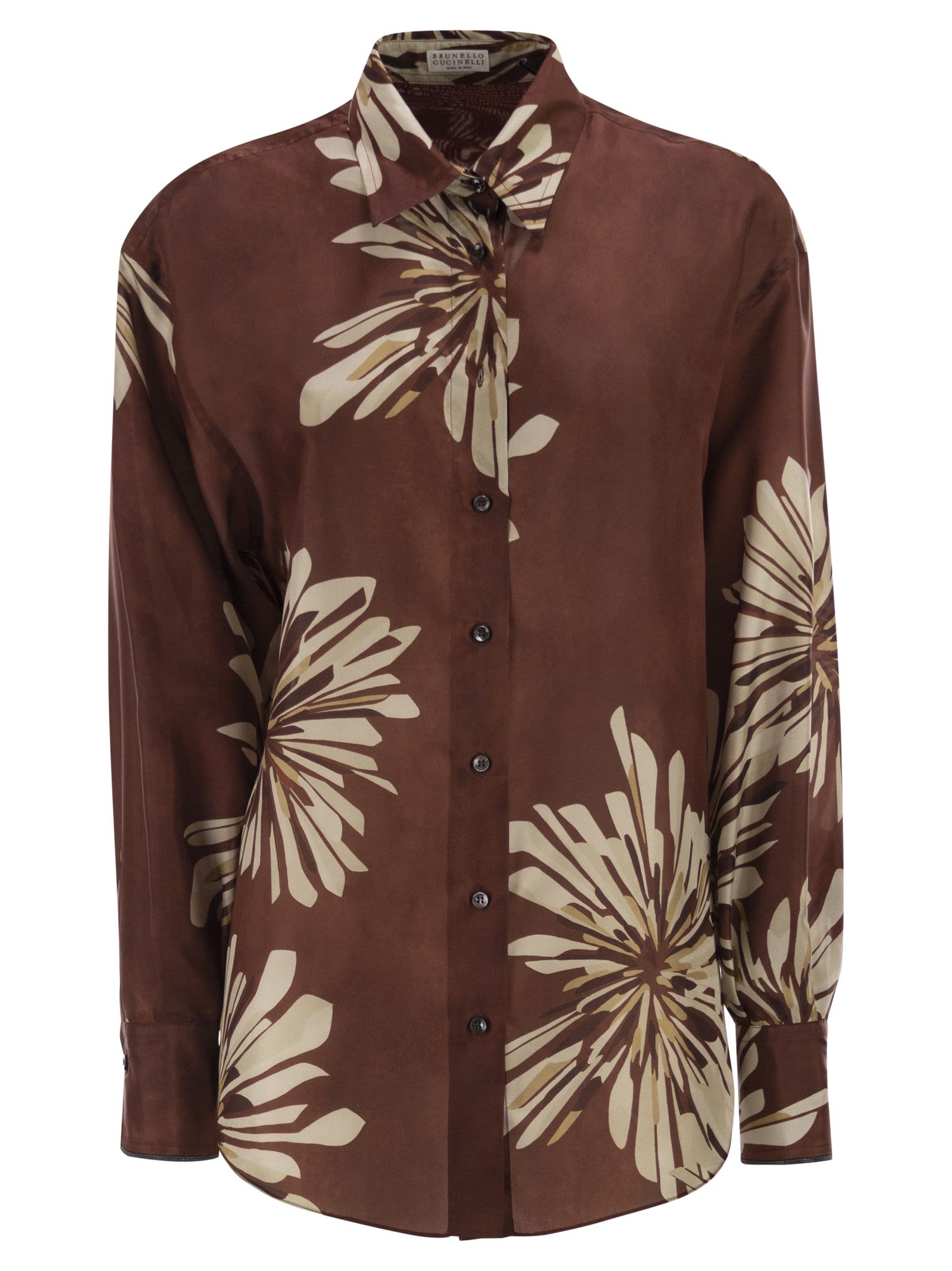 Brunello Cucinelli Women Silk Shirt With Floral Print BRUNELLO CUCINELLI
