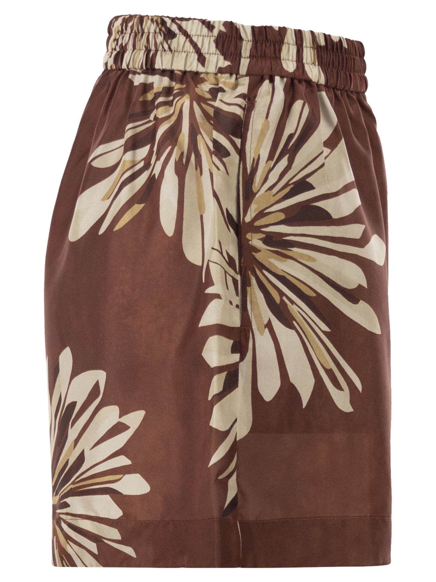 Brunello Cucinelli Women Silk Twill Shorts With Floral Print And Elasticated Waistband BRUNELLO CUCINELLI