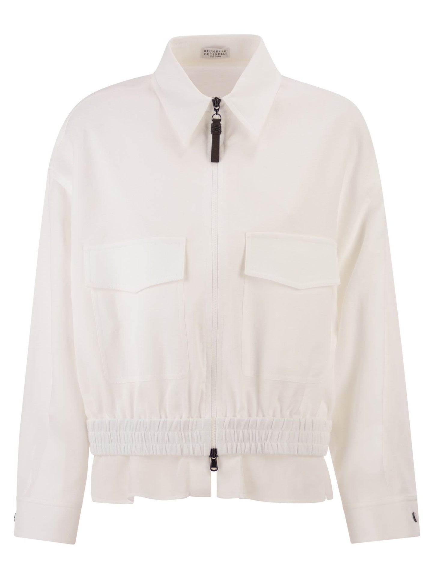 Brunello Cucinelli Women Cotton Canvas Outerwear With Shiny Zip Pull BRUNELLO CUCINELLI