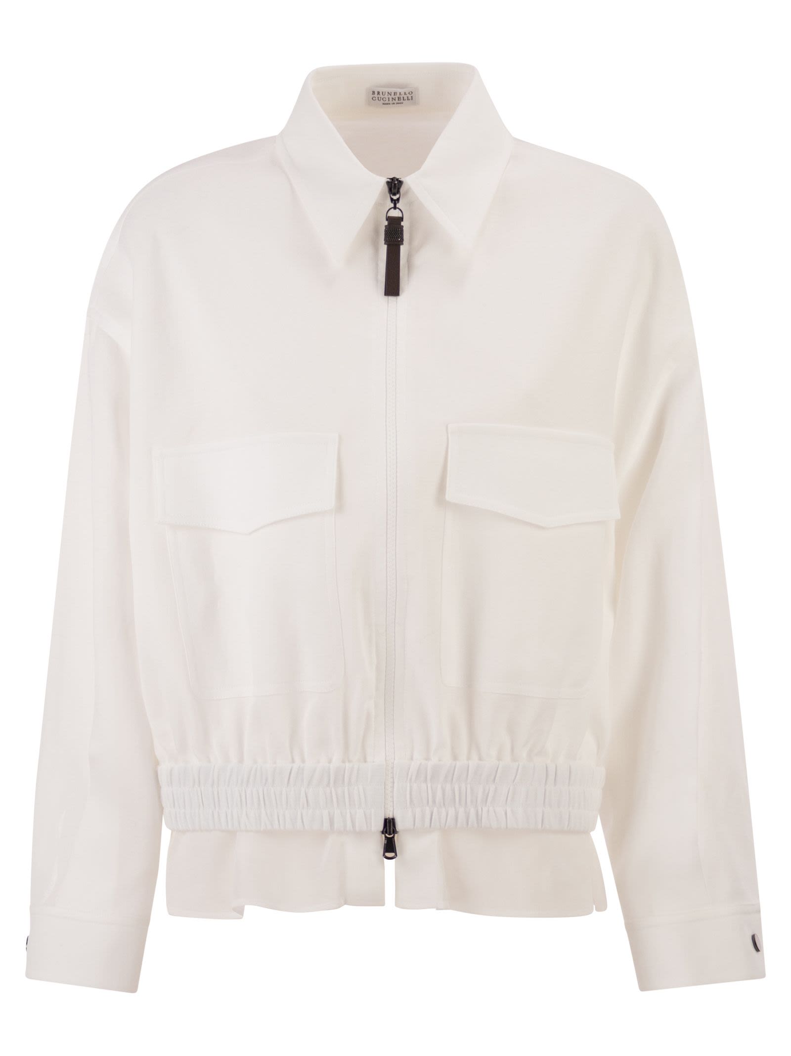 Brunello Cucinelli Women Cotton Canvas Outerwear With Shiny Zip Pull BRUNELLO CUCINELLI