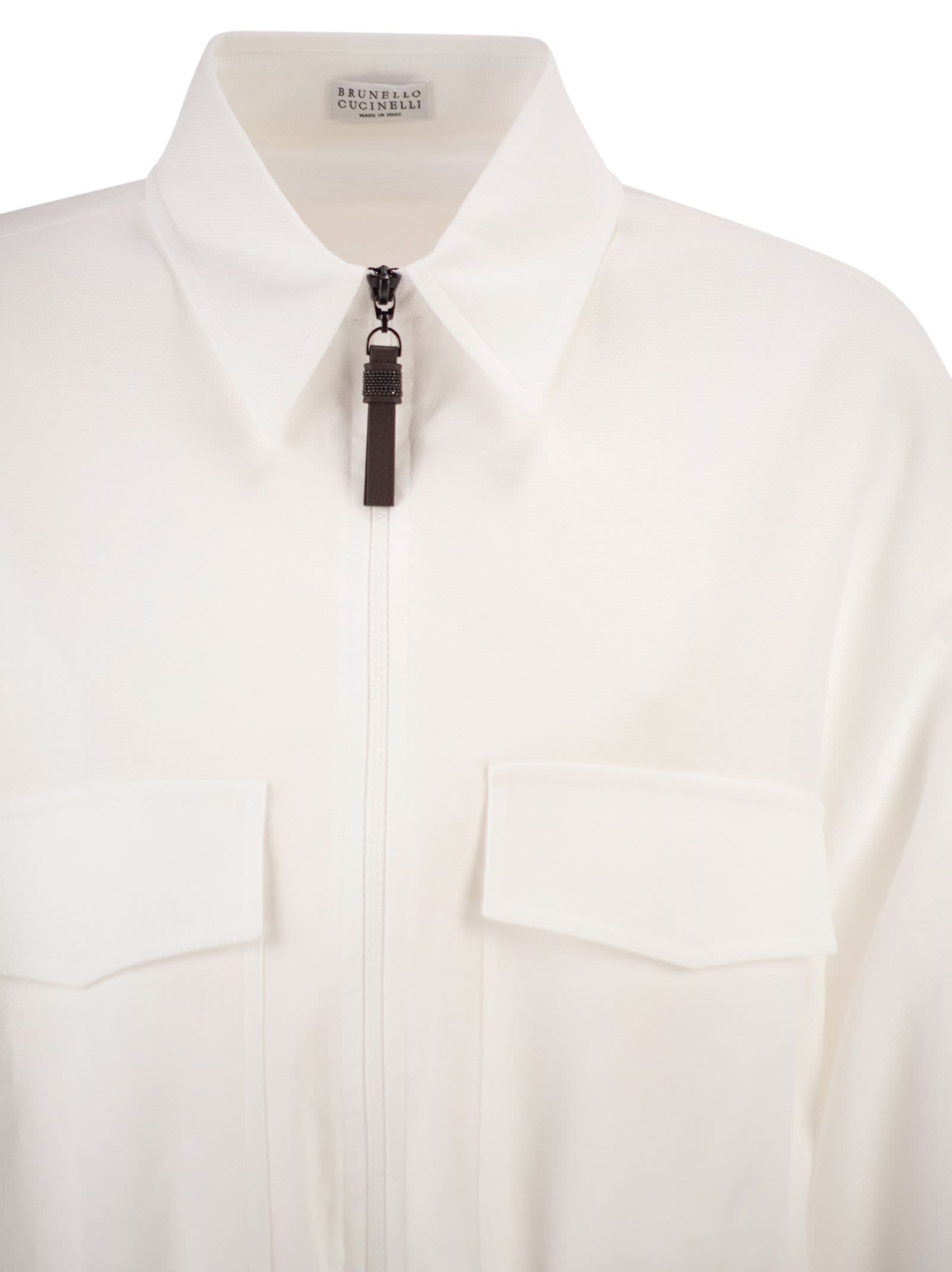 Brunello Cucinelli Women Cotton Canvas Outerwear With Shiny Zip Pull BRUNELLO CUCINELLI