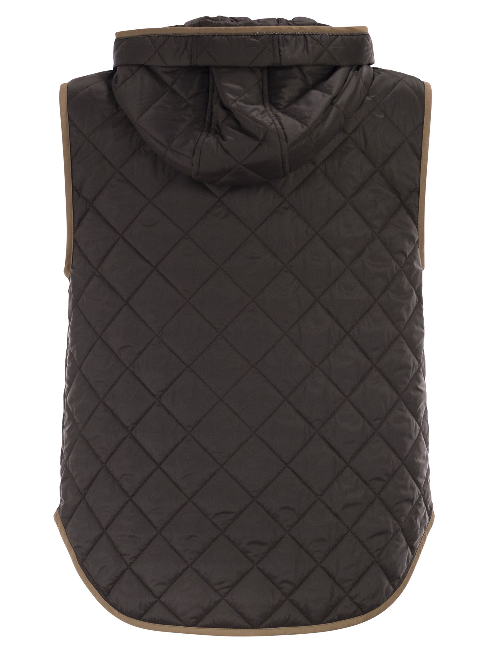 Brunello Cucinelli Women Lightweight Opaque Nylon Quilted Gilet With Thermore® Padding And Hood BRUNELLO CUCINELLI