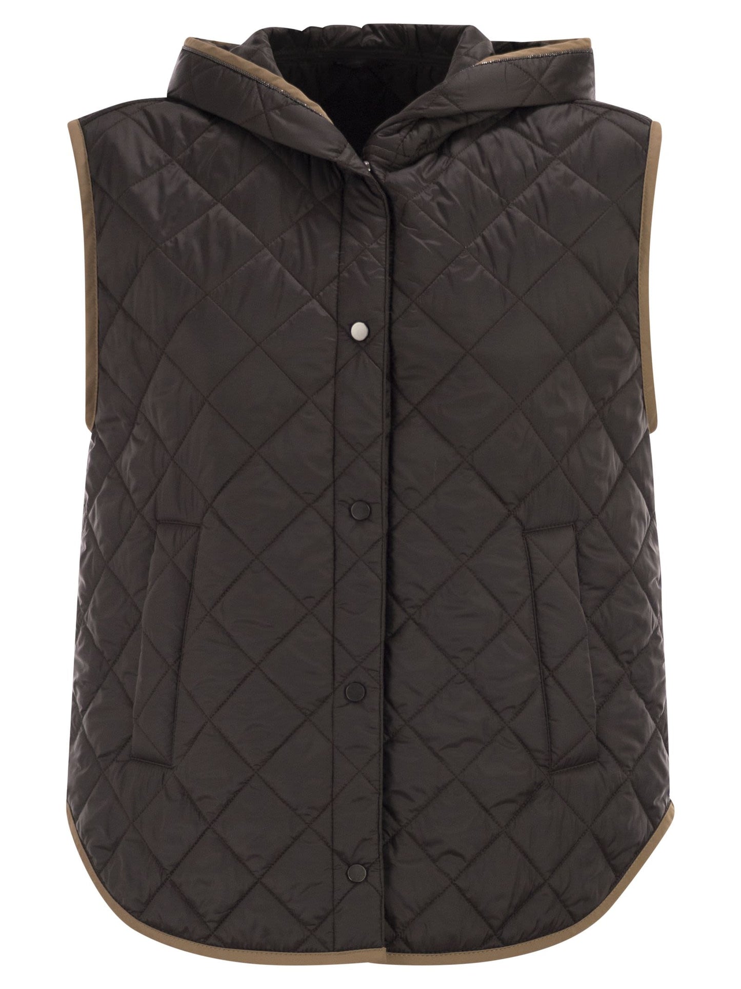 Brunello Cucinelli Women Lightweight Opaque Nylon Quilted Gilet With Thermore® Padding And Hood BRUNELLO CUCINELLI