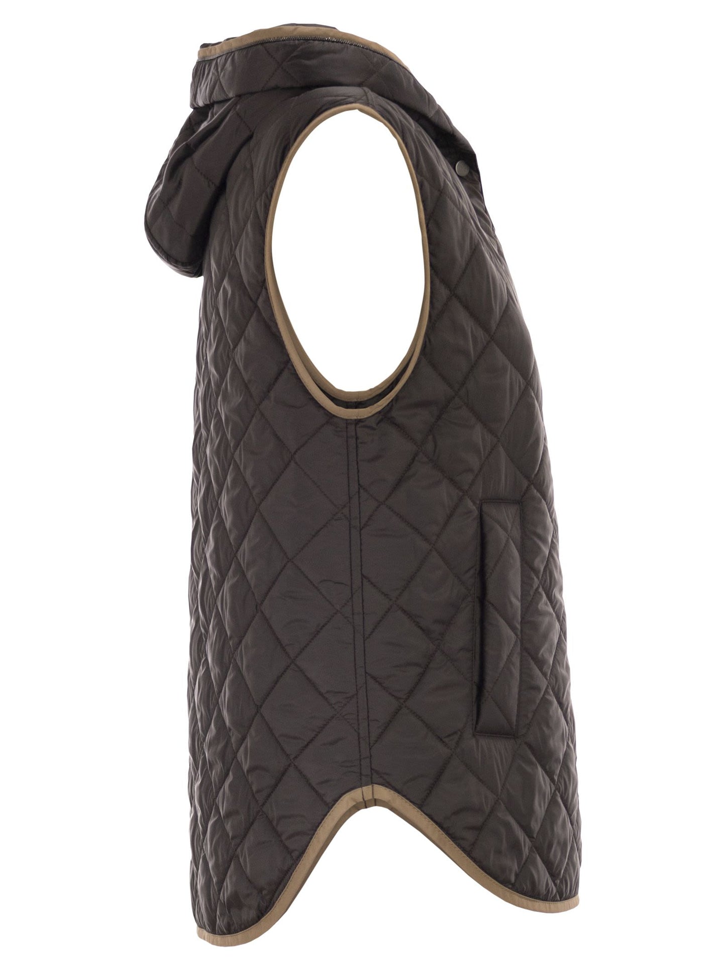 Brunello Cucinelli Women Lightweight Opaque Nylon Quilted Gilet With Thermore® Padding And Hood BRUNELLO CUCINELLI