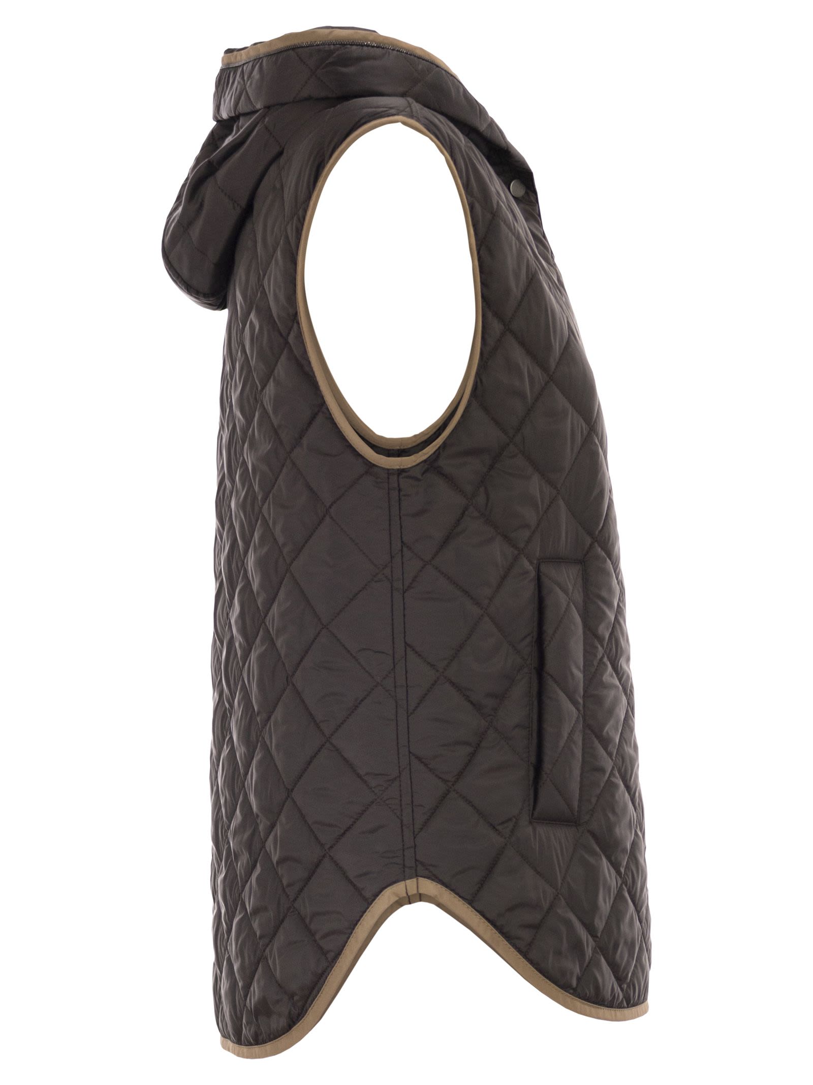 Brunello Cucinelli Women Lightweight Opaque Nylon Quilted Gilet With Thermore® Padding And Hood BRUNELLO CUCINELLI