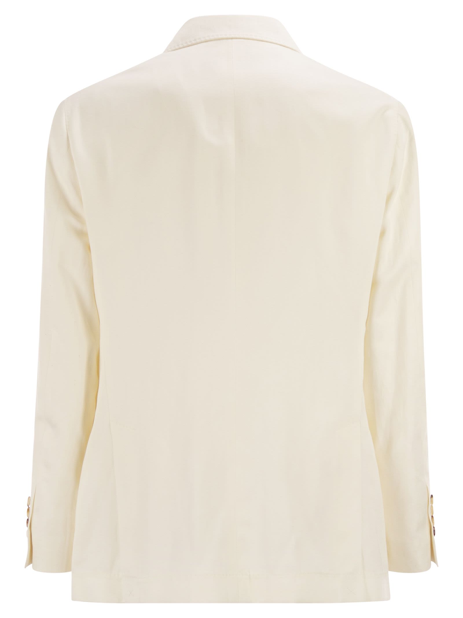Brunello Cucinelli Men Double-Breasted Jacket In Silk And Linen BRUNELLO CUCINELLI