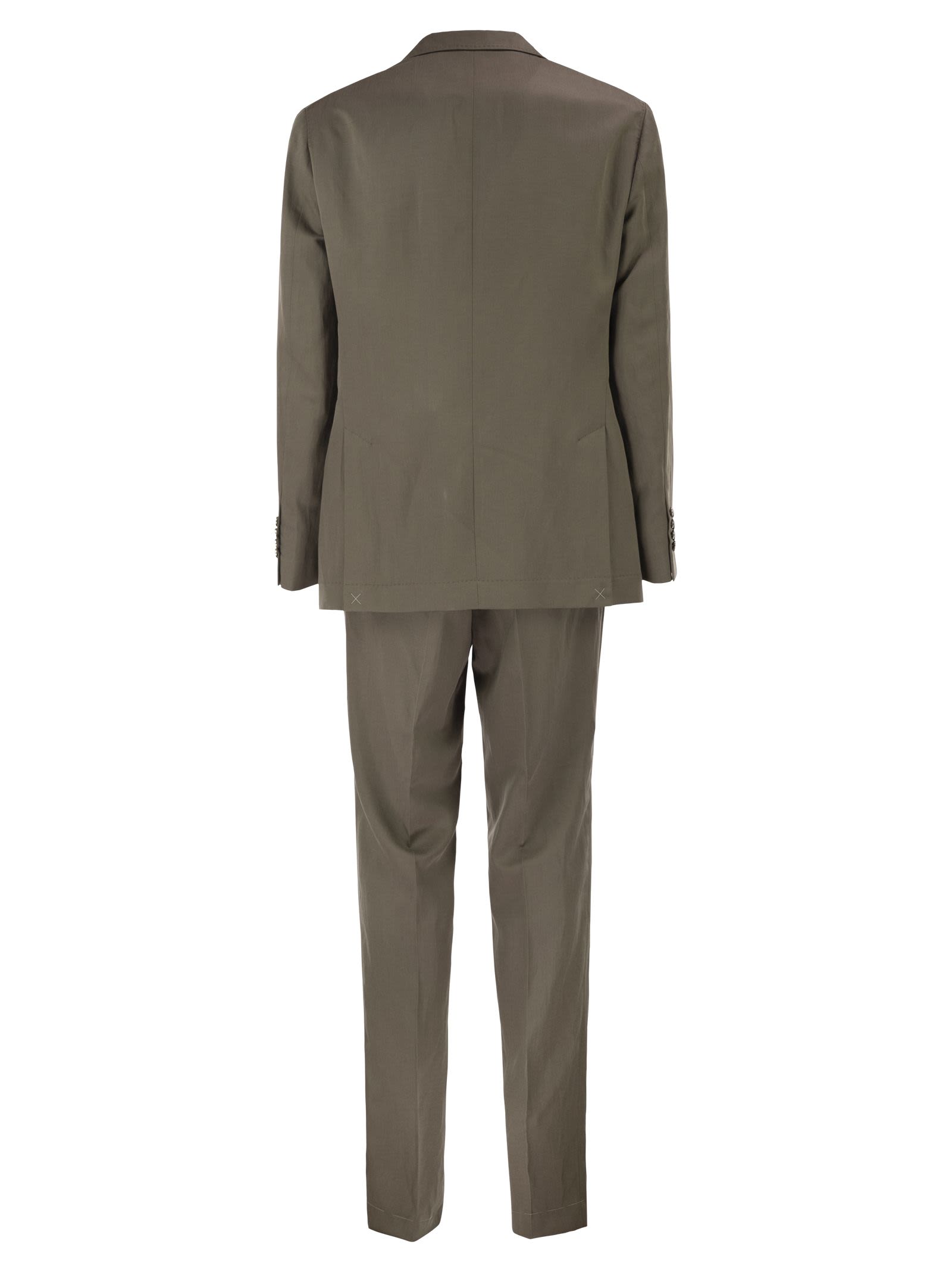 Brunello Cucinelli Men Silk And Linen Tailored Suit With Single-Breasted Jacket BRUNELLO CUCINELLI