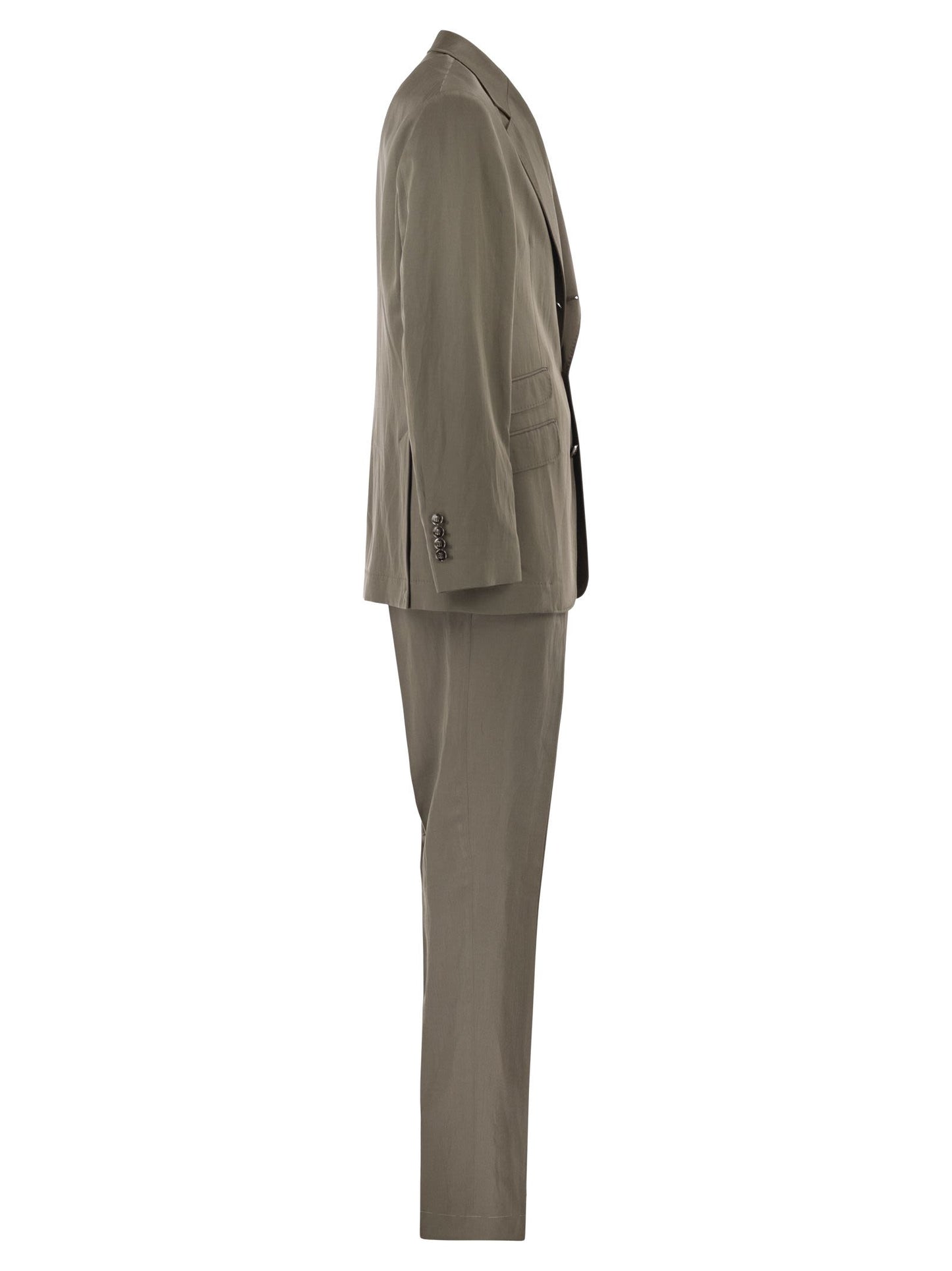 Brunello Cucinelli Men Silk And Linen Tailored Suit With Single-Breasted Jacket BRUNELLO CUCINELLI