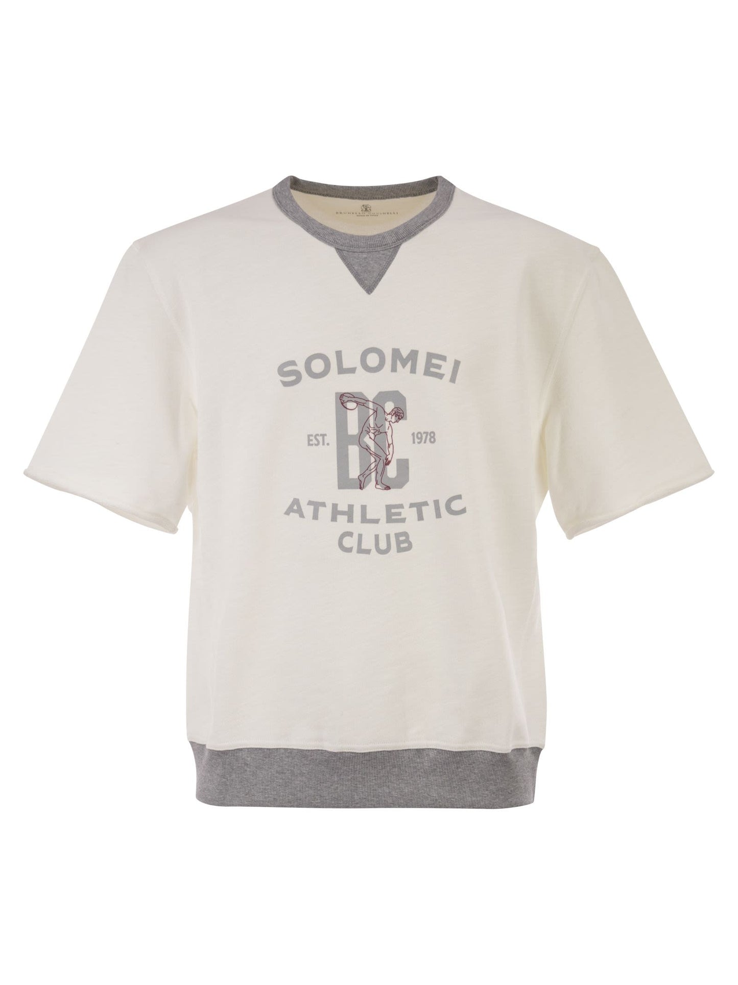 Brunello Cucinelli Men Cotton Jersey T-Shirt With “Solomei Athletic Club” Print BRUNELLO CUCINELLI