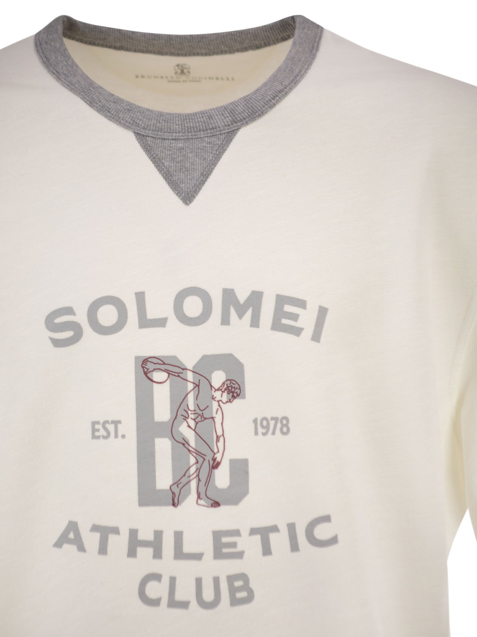 Brunello Cucinelli Men Cotton Jersey T-Shirt With “Solomei Athletic Club” Print BRUNELLO CUCINELLI