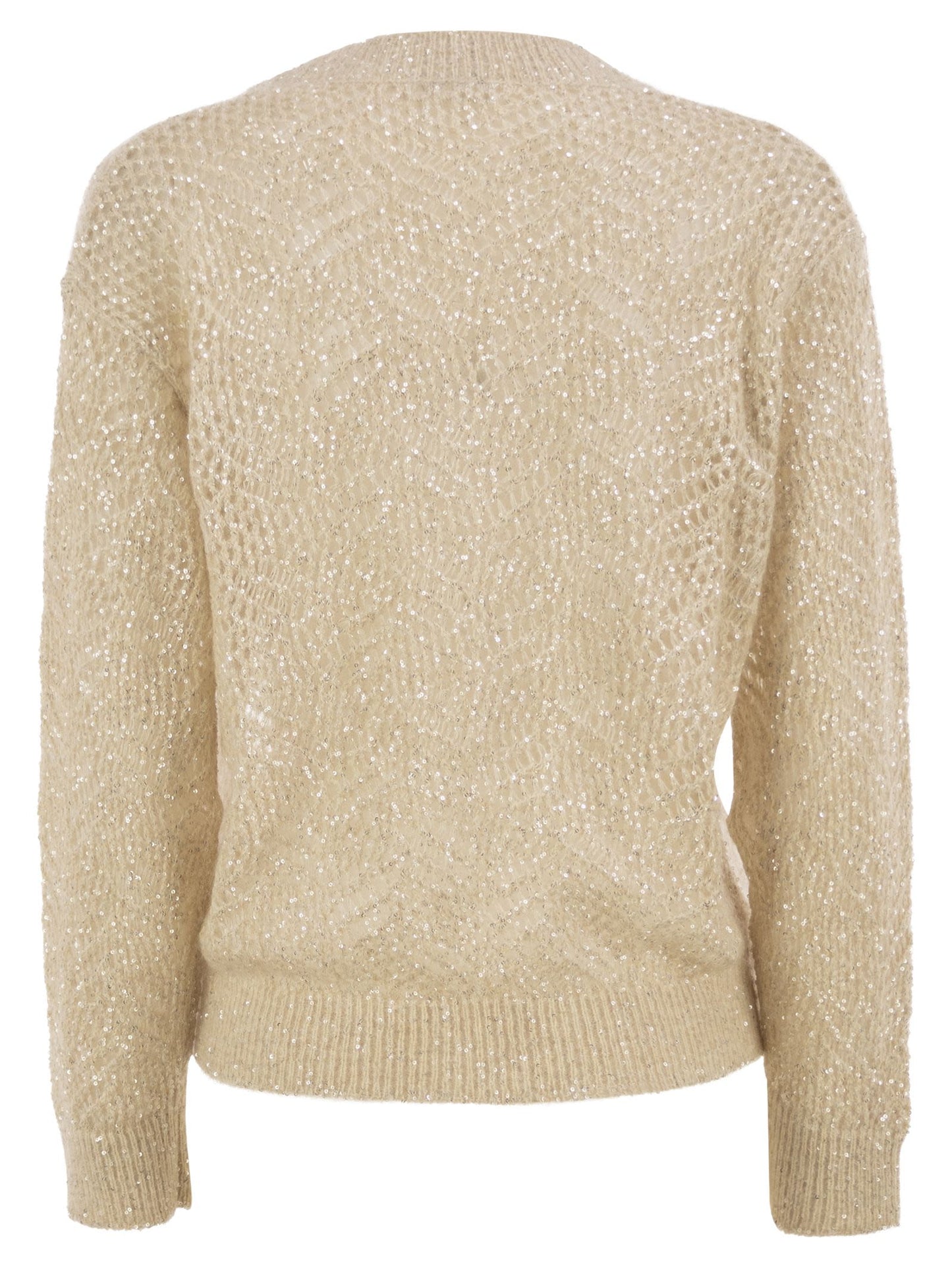 Brunello Cucinelli Women Openwork Mohair Sweater With Sequins BRUNELLO CUCINELLI