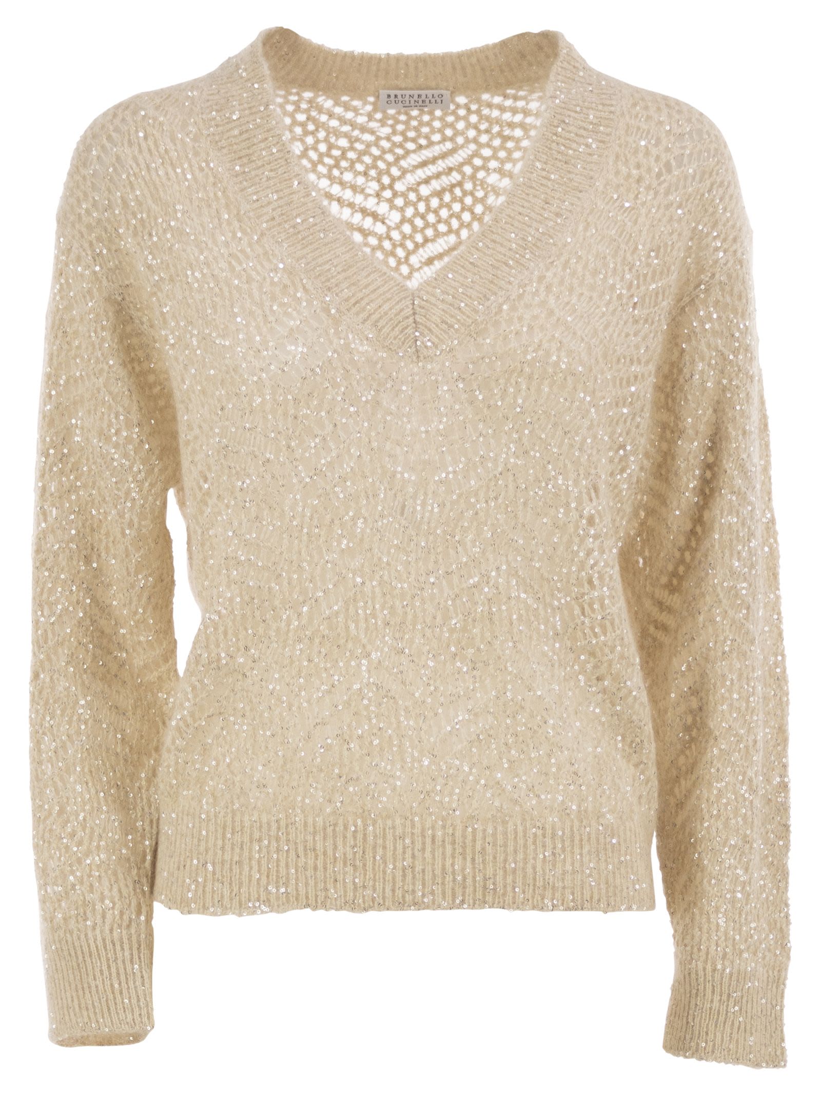 Brunello Cucinelli Women Openwork Mohair Sweater With Sequins BRUNELLO CUCINELLI