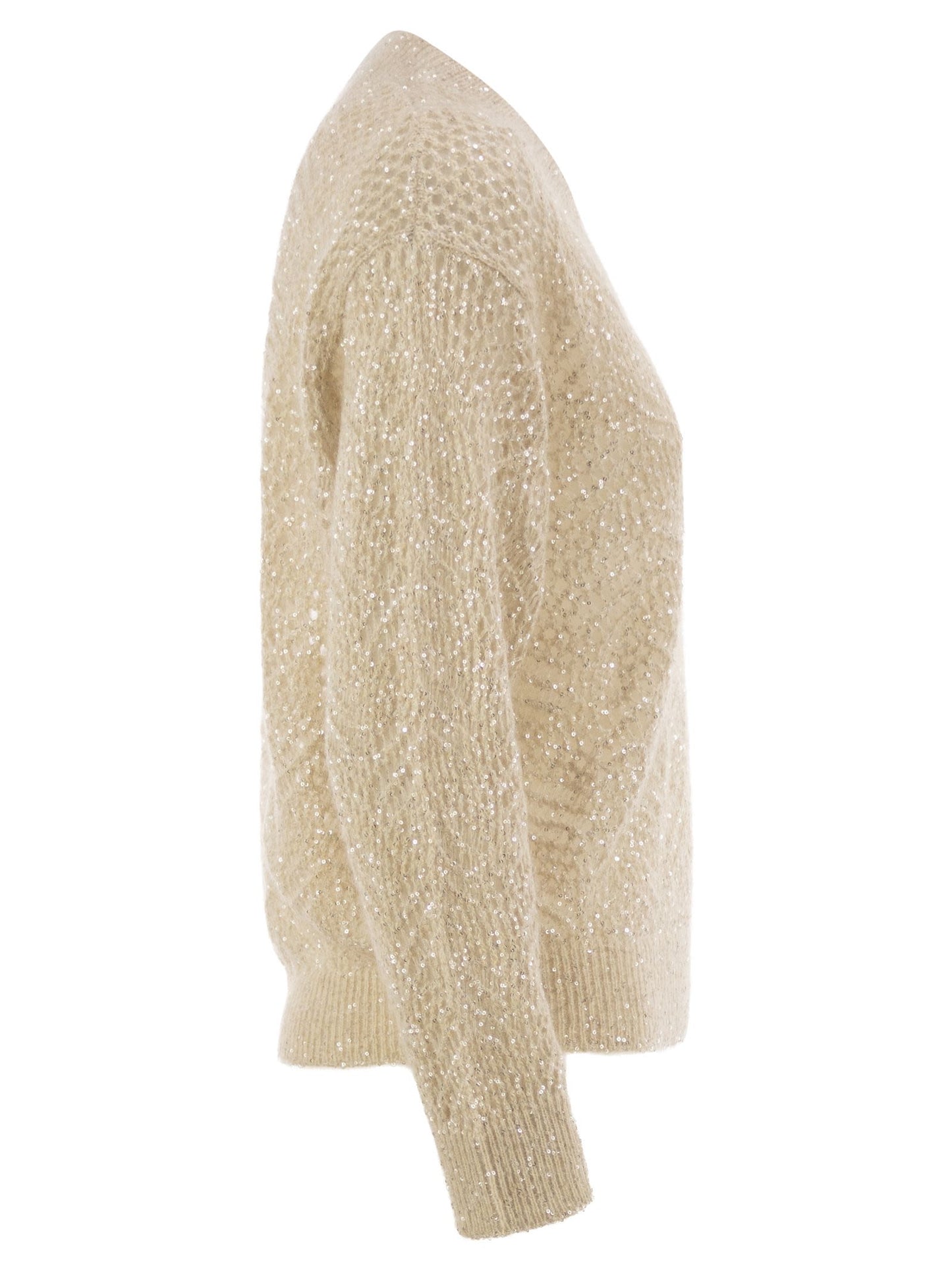 Brunello Cucinelli Women Openwork Mohair Sweater With Sequins BRUNELLO CUCINELLI