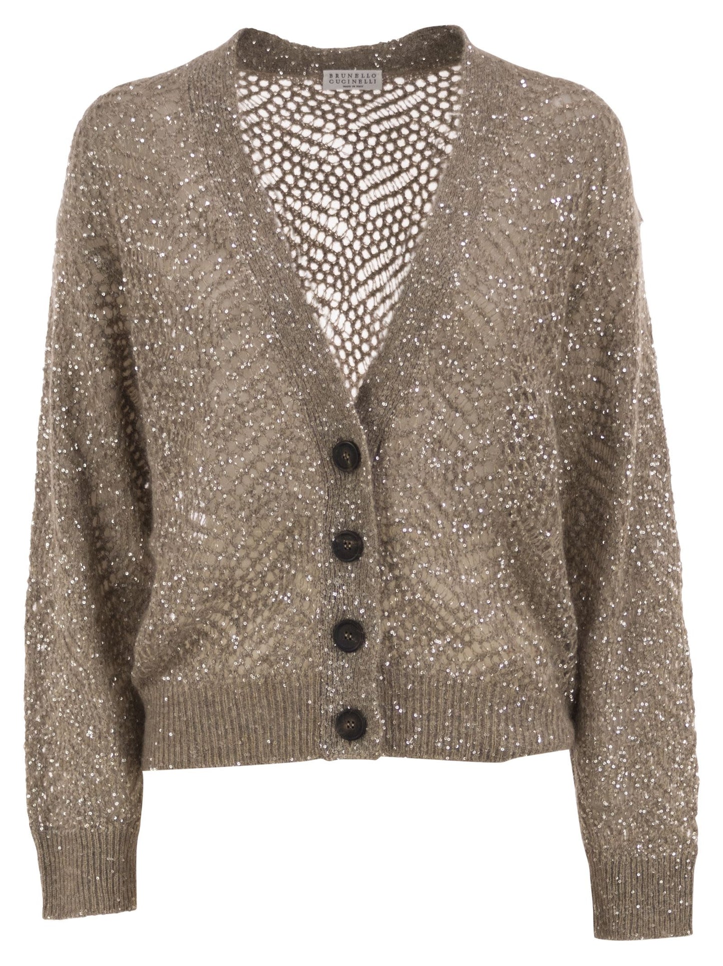 Brunello Cucinelli Women Openwork Mohair Cardigan With Sequins BRUNELLO CUCINELLI