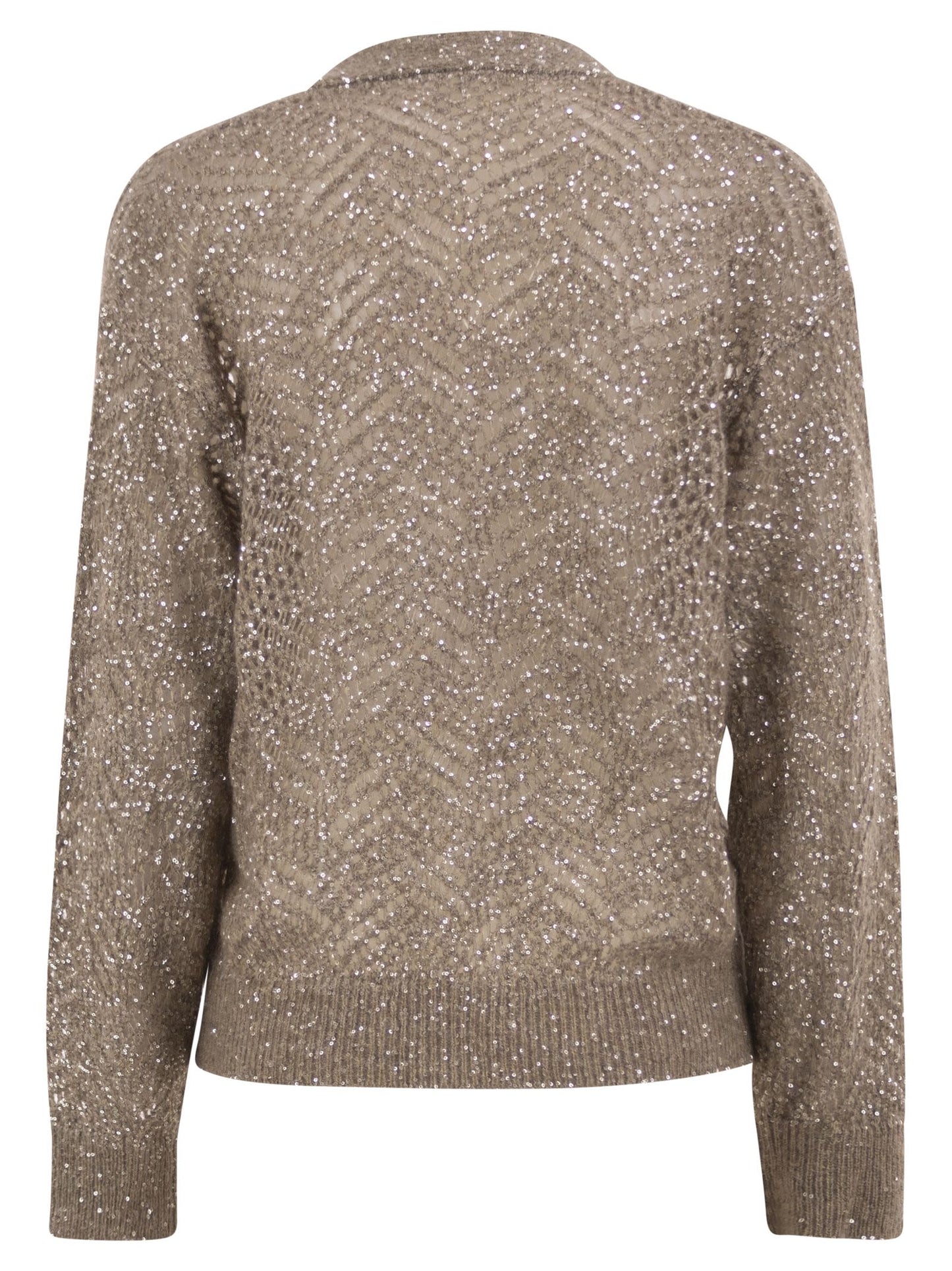 Brunello Cucinelli Women Openwork Mohair Cardigan With Sequins BRUNELLO CUCINELLI