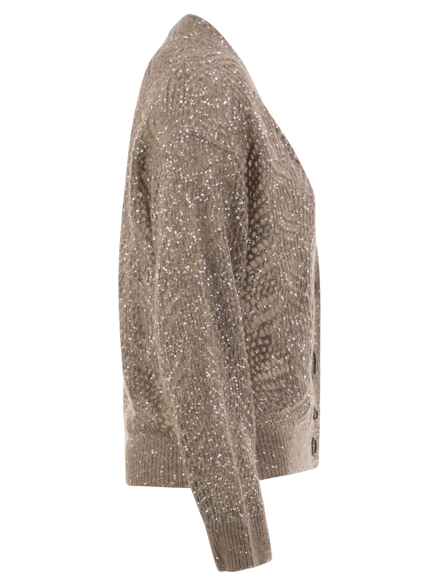 Brunello Cucinelli Women Openwork Mohair Cardigan With Sequins BRUNELLO CUCINELLI