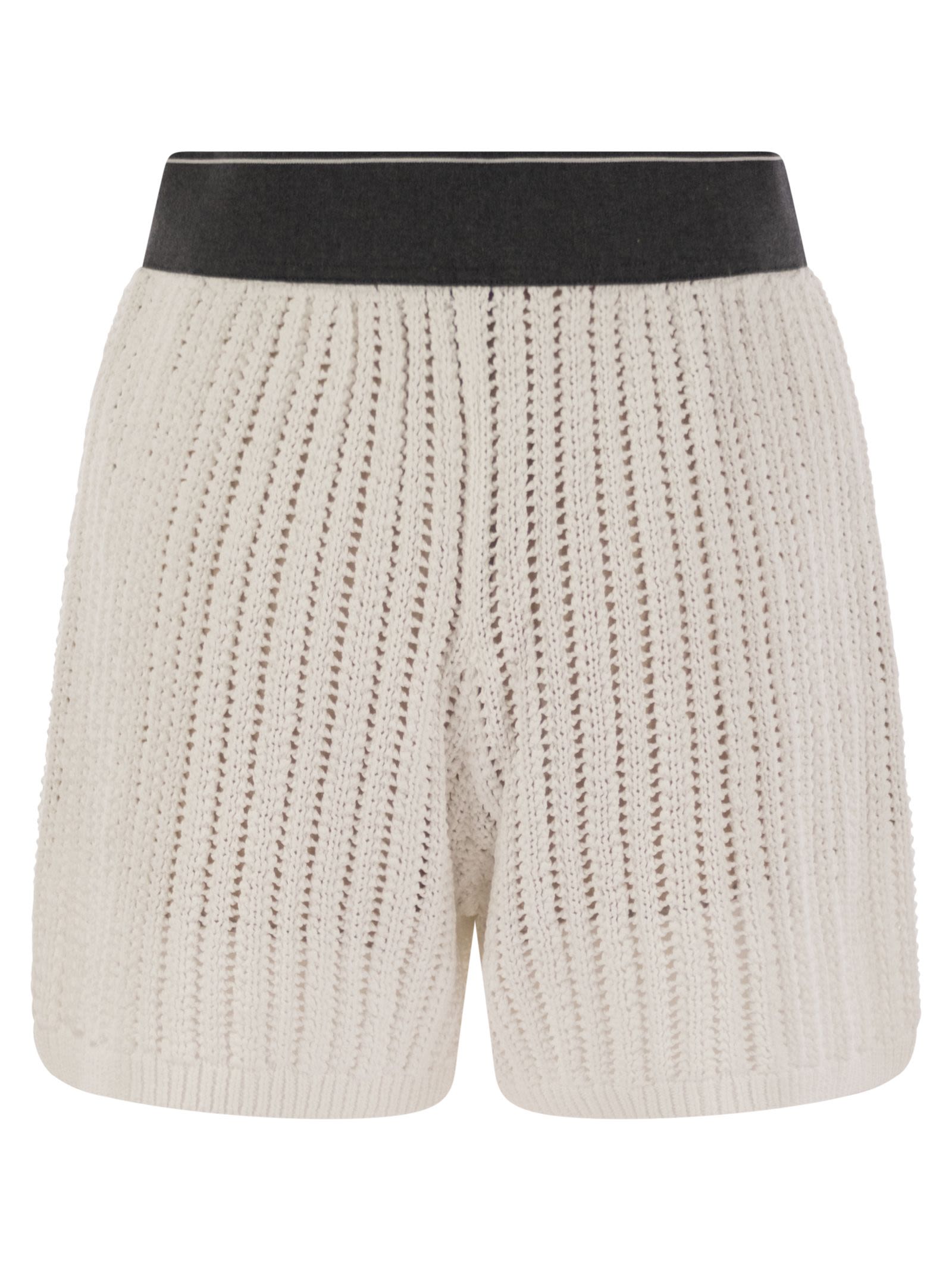 Brunello Cucinelli Women Cotton Net Knit Shorts BRUNELLO CUCINELLI