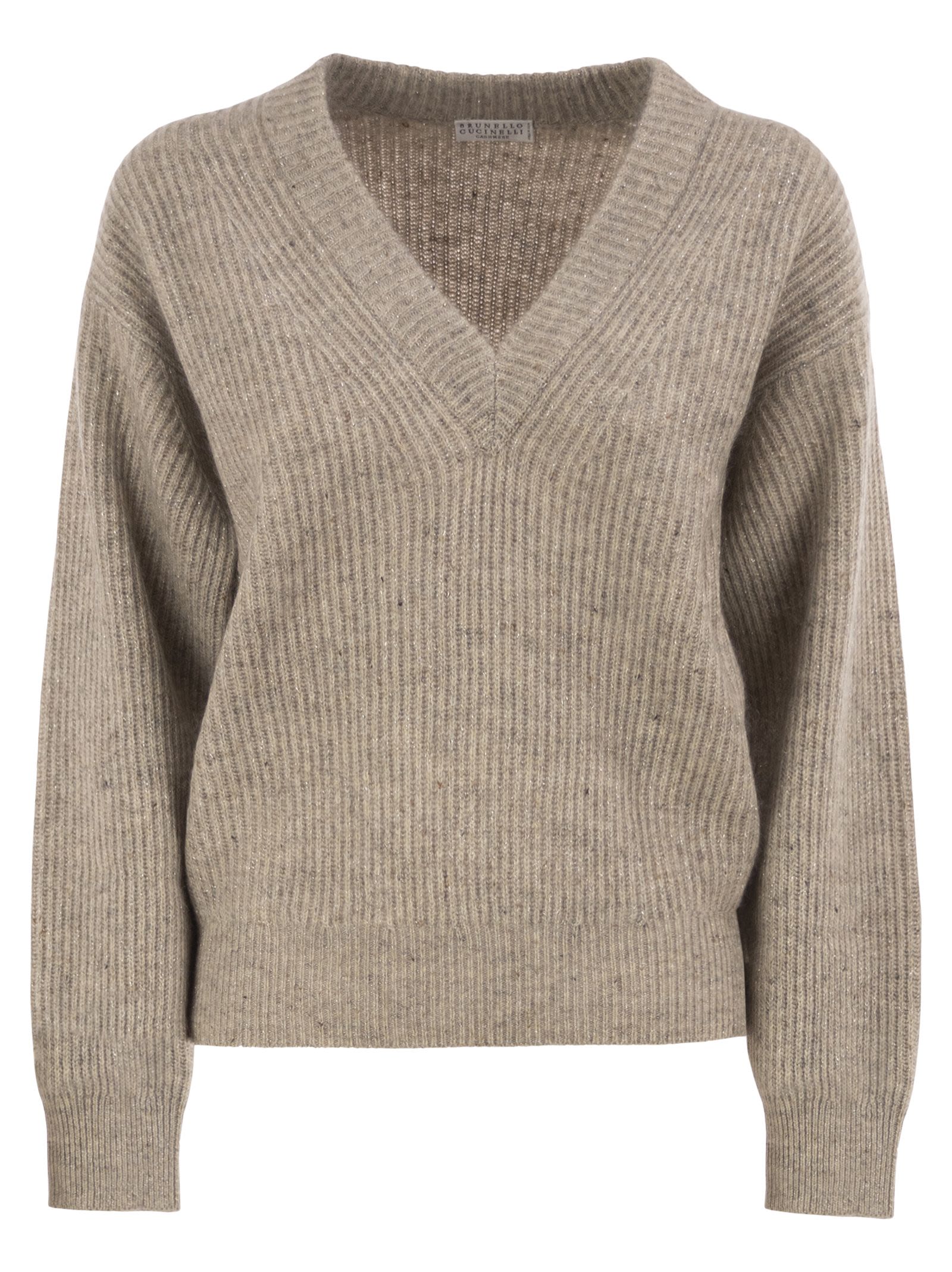 Brunello Cucinelli Women Ribbed Cashmere, Mohair And Wool Jumper With Luminous Yarn BRUNELLO CUCINELLI