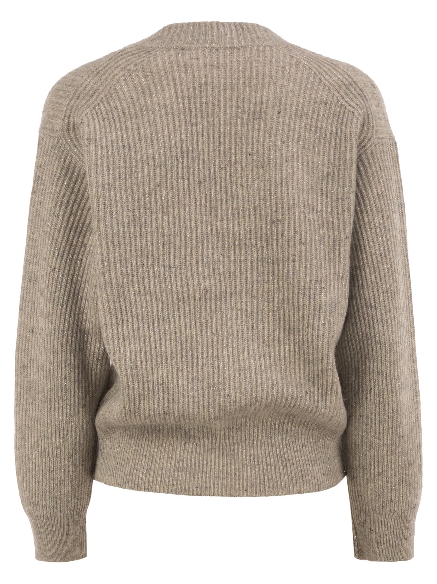 Brunello Cucinelli Women Ribbed Cashmere, Mohair And Wool Jumper With Luminous Yarn BRUNELLO CUCINELLI