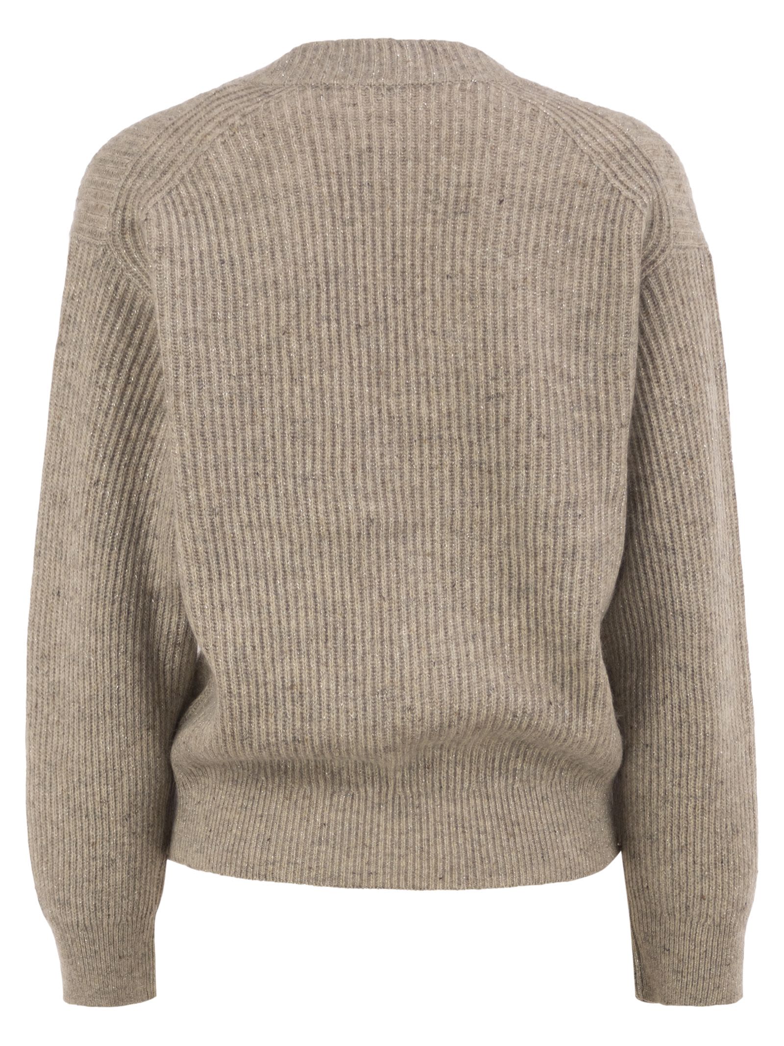 Brunello Cucinelli Women Ribbed Cashmere, Mohair And Wool Jumper With Luminous Yarn BRUNELLO CUCINELLI