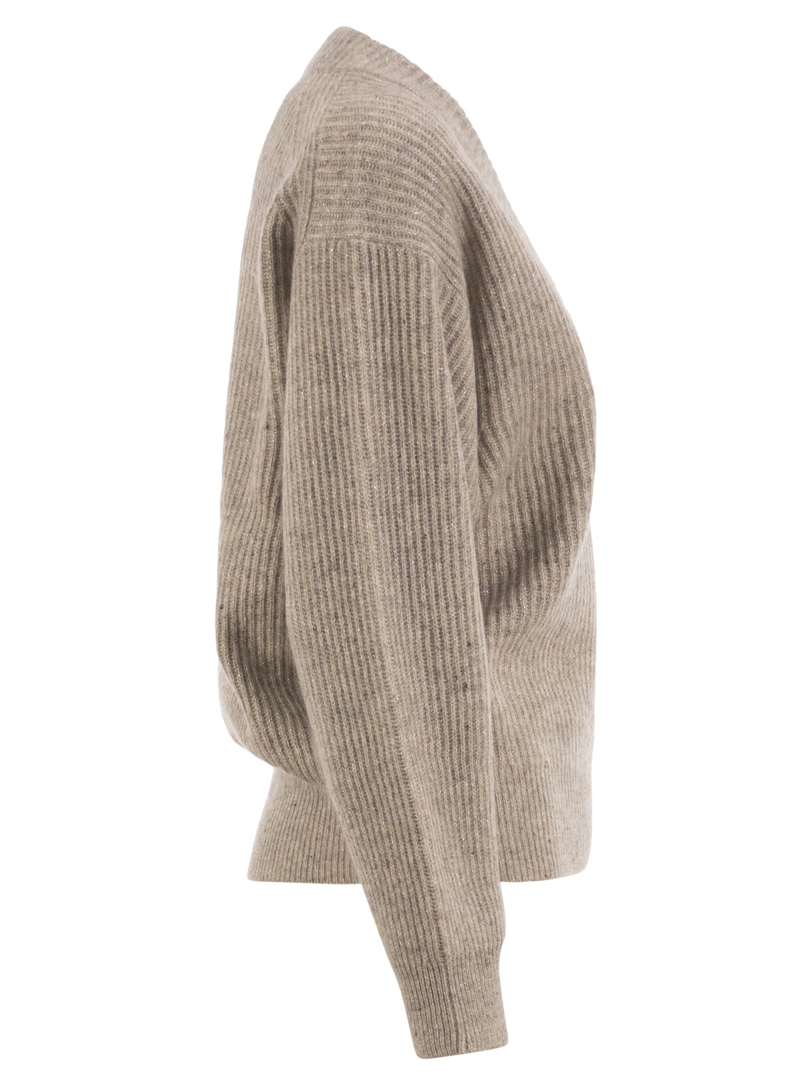 Brunello Cucinelli Women Ribbed Cashmere, Mohair And Wool Jumper With Luminous Yarn BRUNELLO CUCINELLI