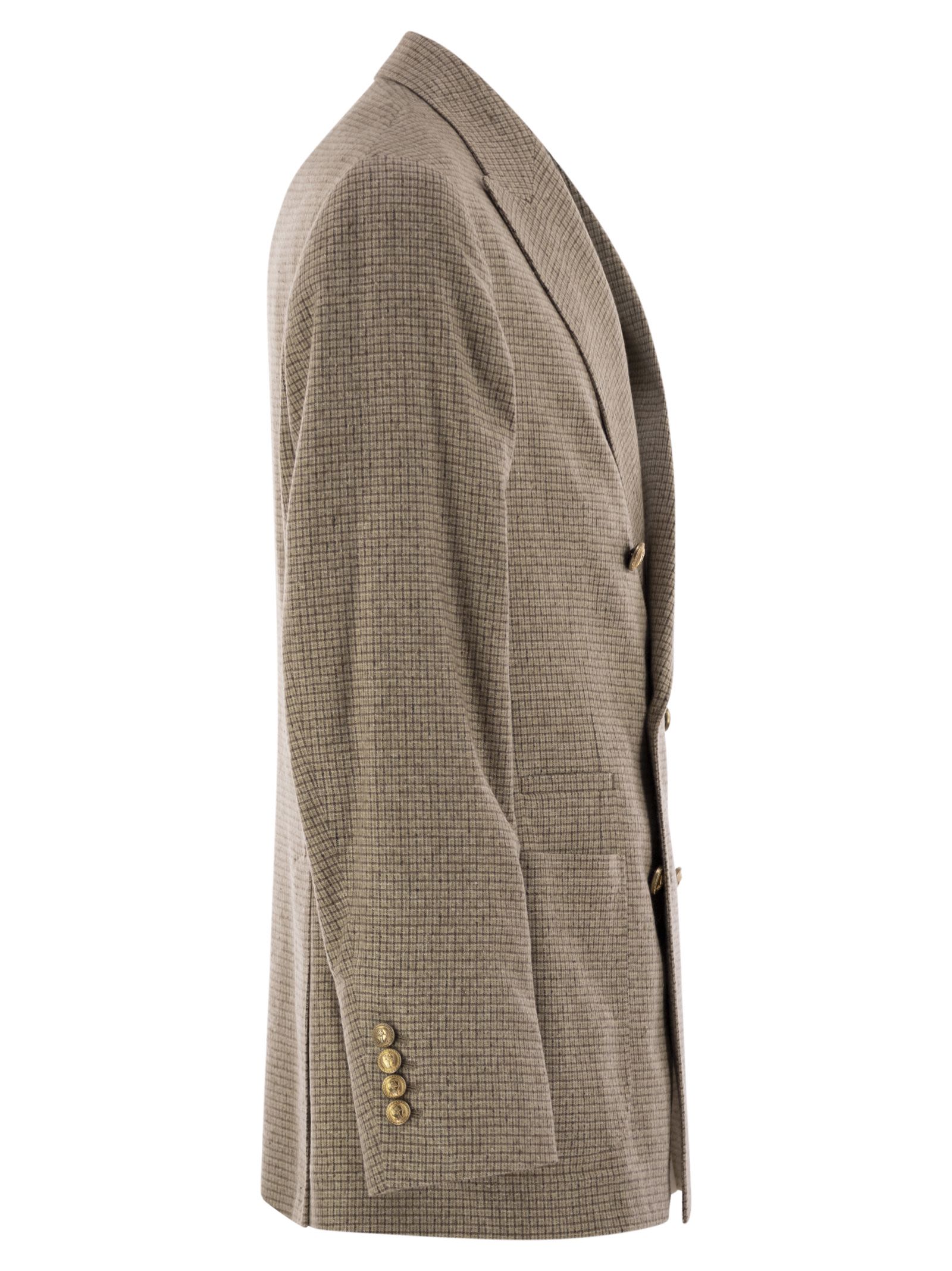 Brunello Cucinelli Men One-And-A-Half Breasted Deconstructed Jacket In Checked Flannel BRUNELLO CUCINELLI