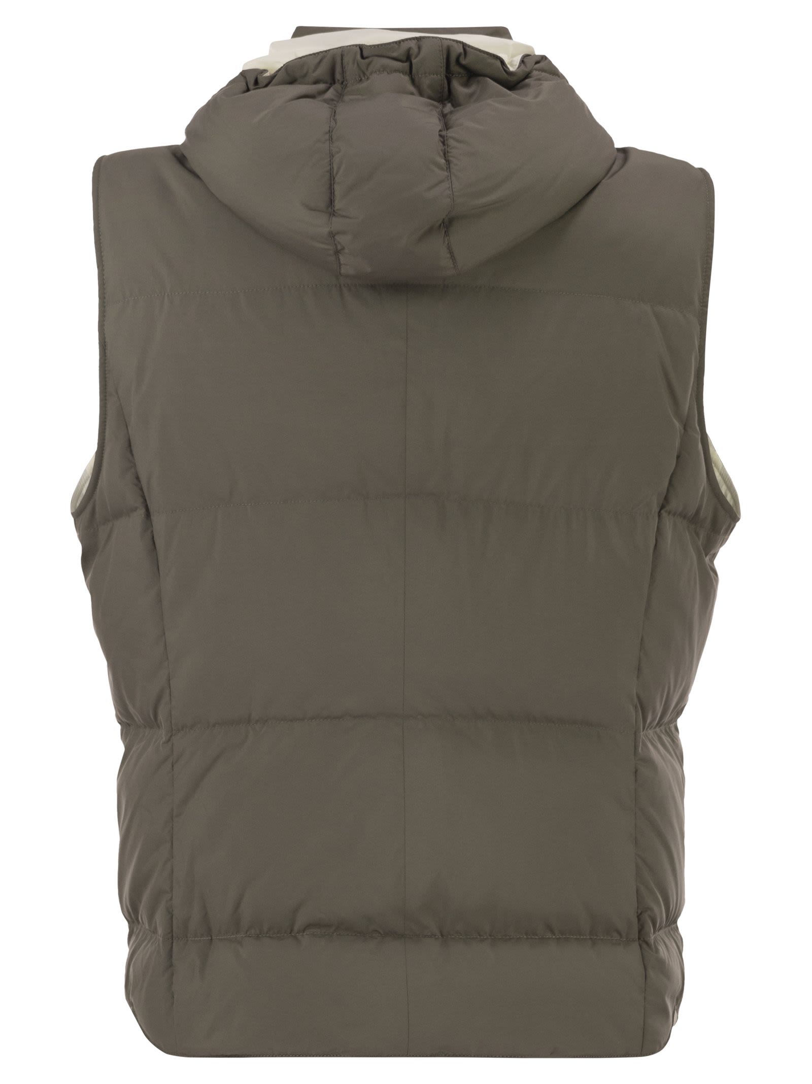 Brunello Cucinelli Men Padded Hooded Gilet In Technical Fabric BRUNELLO CUCINELLI