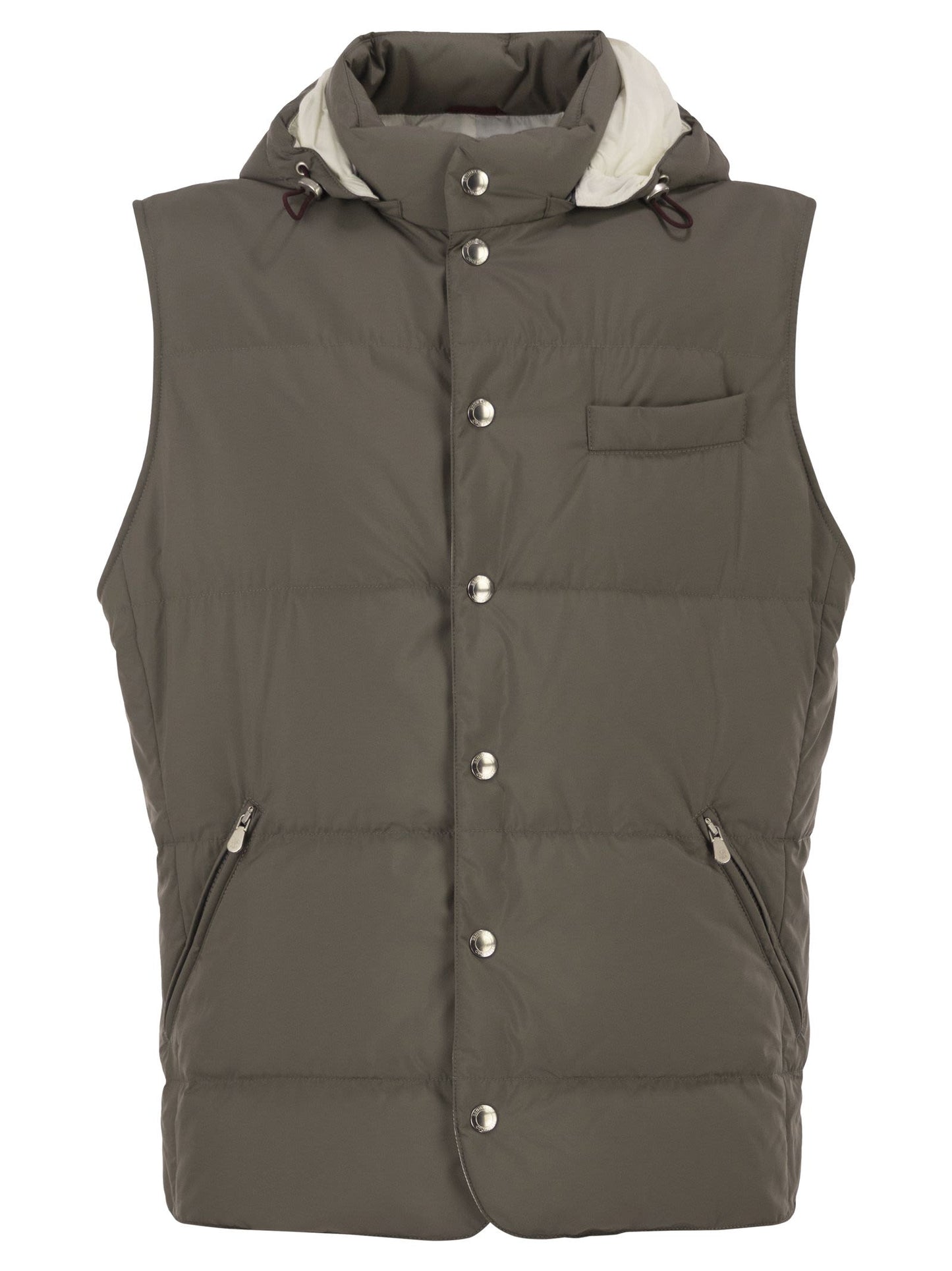 Brunello Cucinelli Men Padded Hooded Gilet In Technical Fabric BRUNELLO CUCINELLI