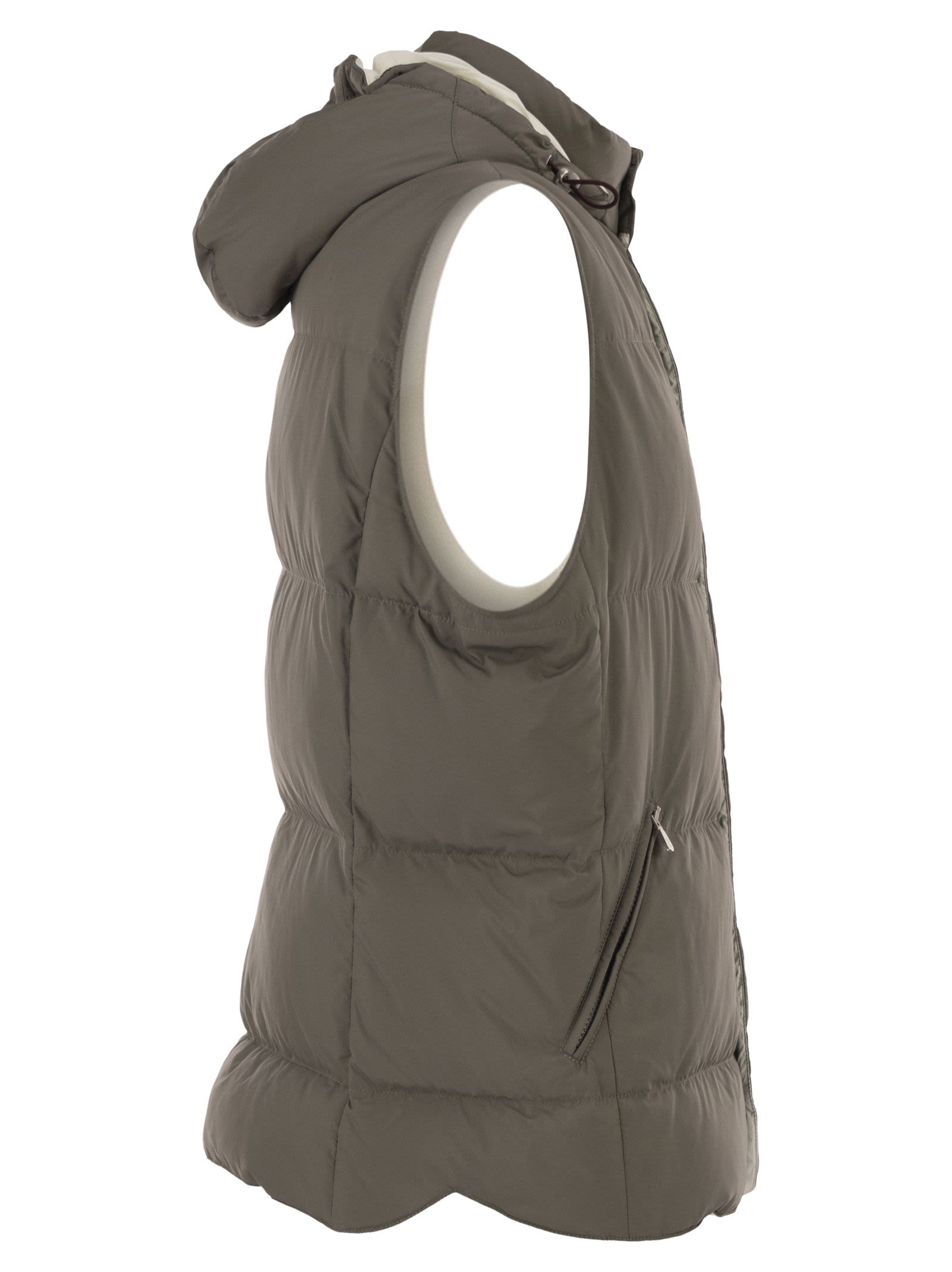 Brunello Cucinelli Men Padded Hooded Gilet In Technical Fabric BRUNELLO CUCINELLI