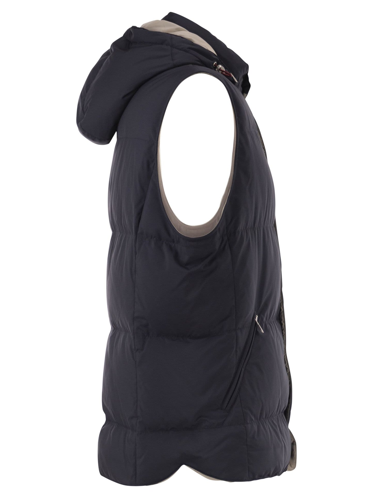 Brunello Cucinelli Men Padded Hooded Gilet In Technical Fabric BRUNELLO CUCINELLI
