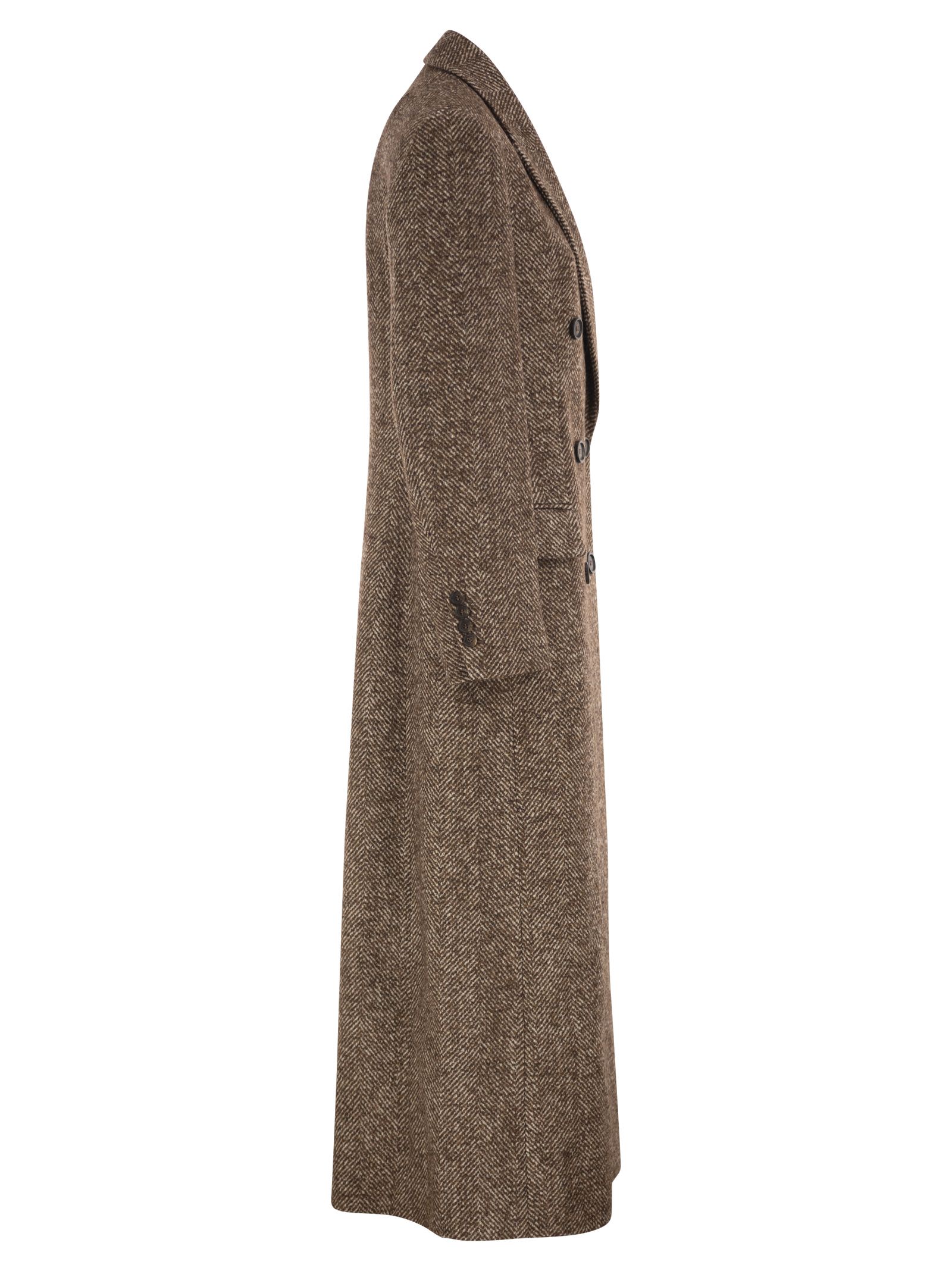 Brunello Cucinelli Women Double-Breasted Wool And Alpaca Herringbone Coat BRUNELLO CUCINELLI