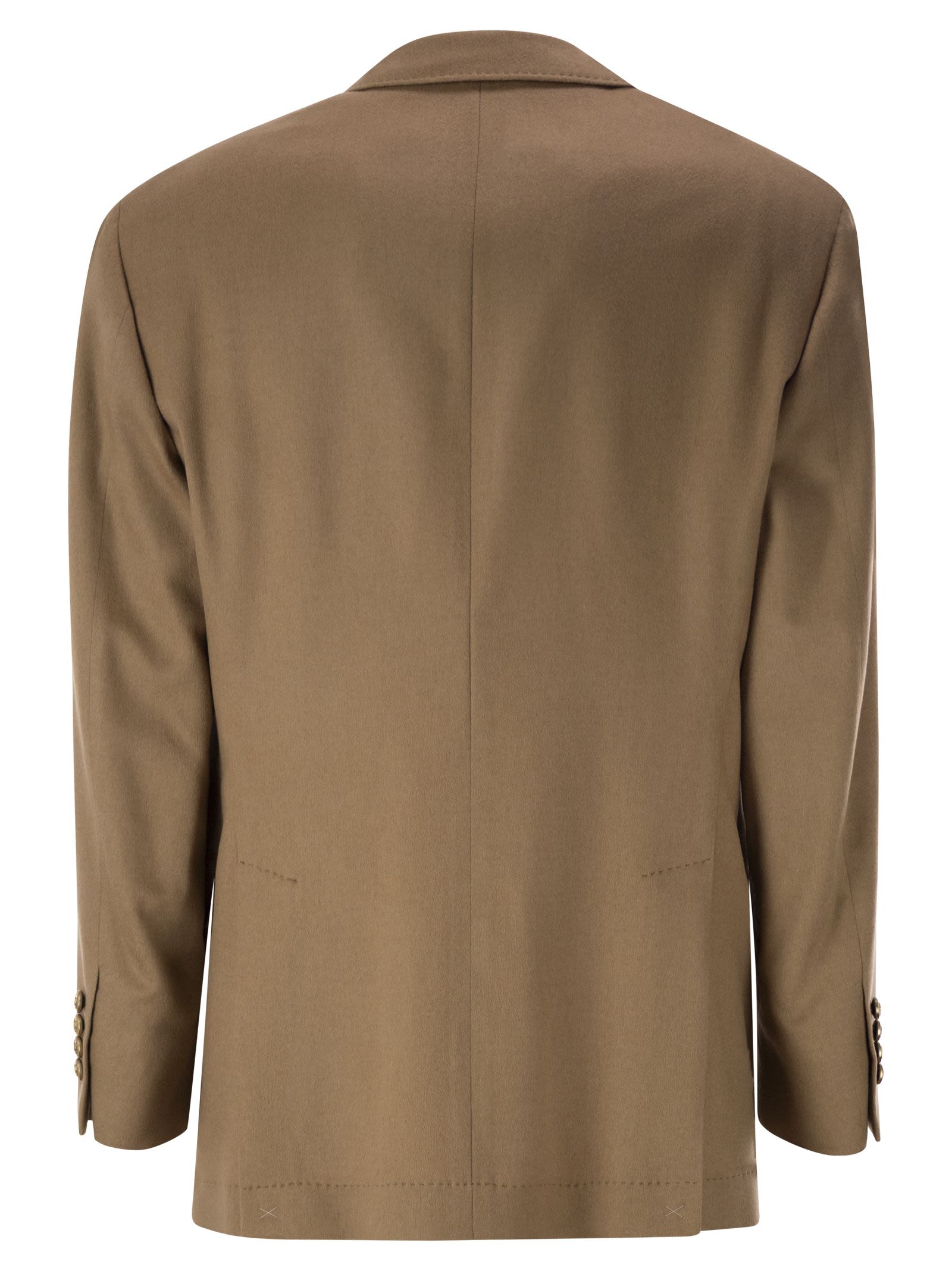 Brunello Cucinelli Men Double-Breasted Pure Camel Hair Blazer With Gold-Tone Buttons BRUNELLO CUCINELLI
