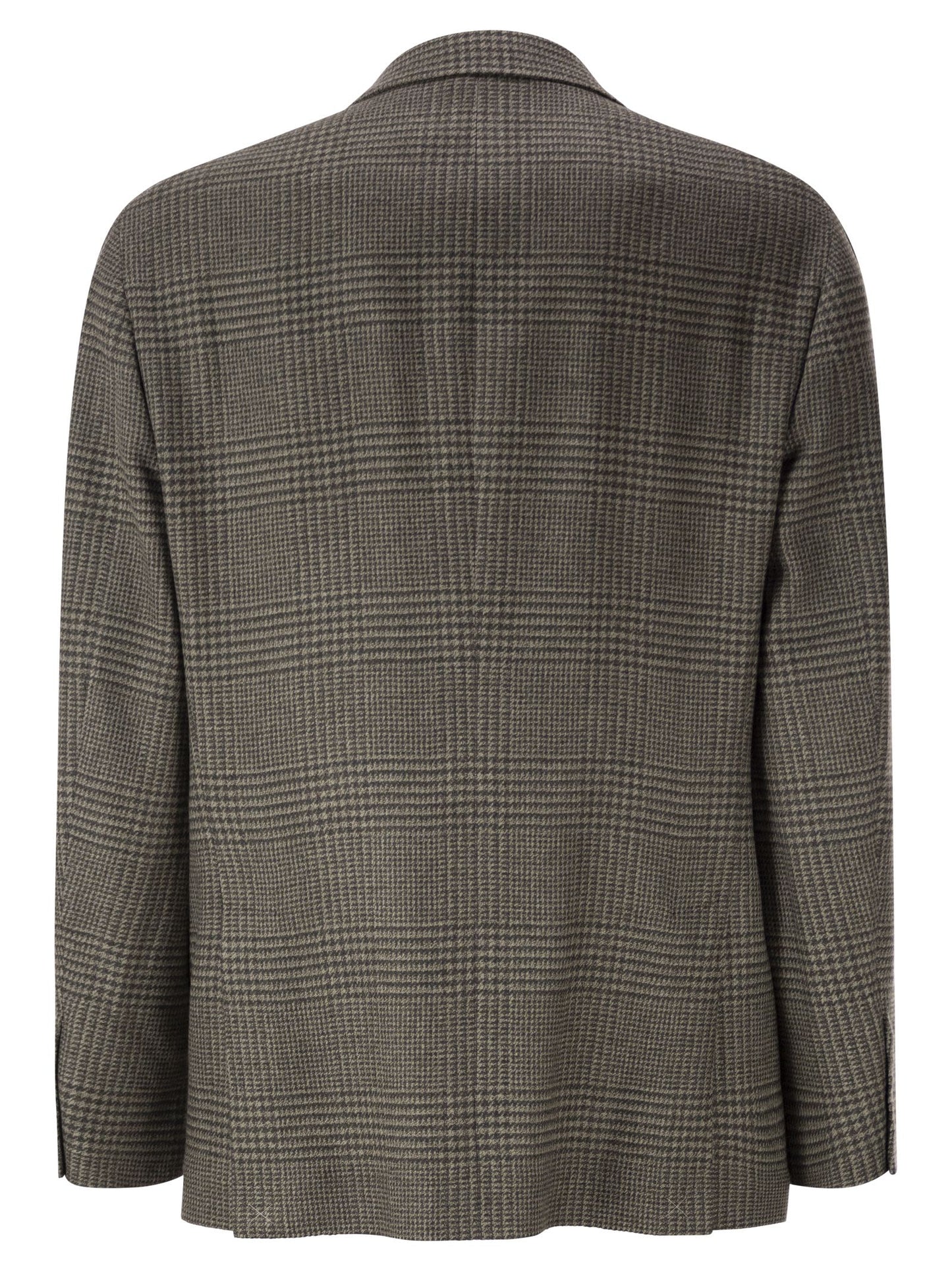 Brunello Cucinelli Men Prince Of Wales Wool And Cashmere Blazer With Tailored Construction BRUNELLO CUCINELLI