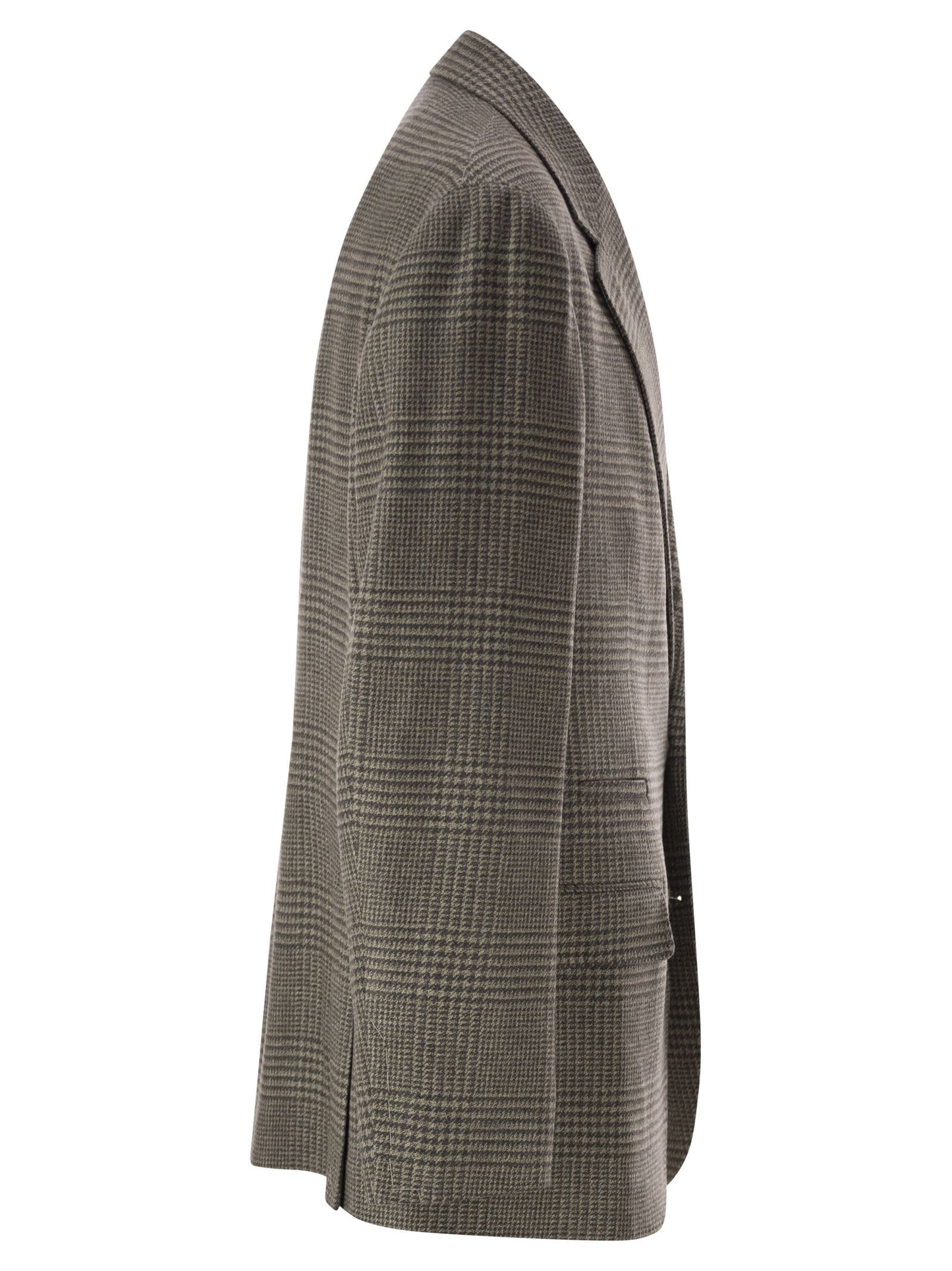 Brunello Cucinelli Men Prince Of Wales Wool And Cashmere Blazer With Tailored Construction BRUNELLO CUCINELLI