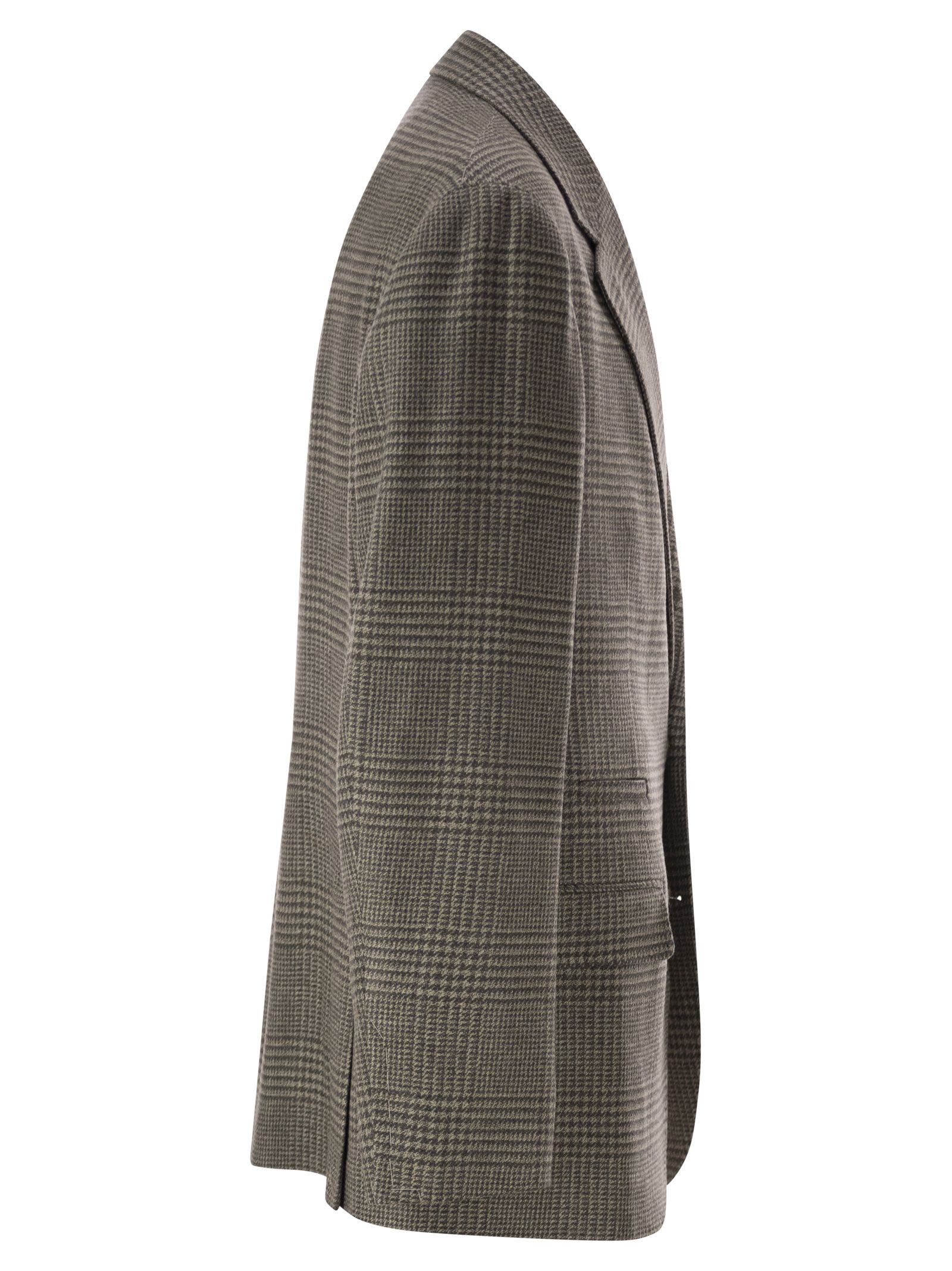 Brunello Cucinelli Men Prince Of Wales Wool And Cashmere Blazer With Tailored Construction BRUNELLO CUCINELLI