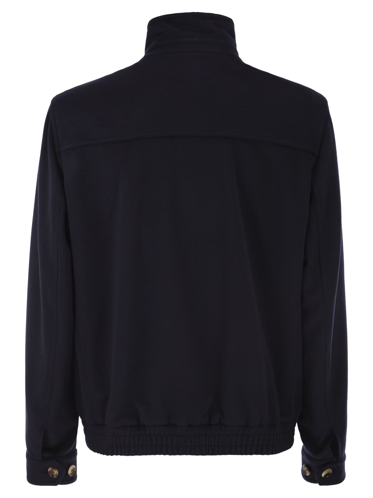 Brunello Cucinelli Men Virgin Wool Bomber Jacket With Stand Collar BRUNELLO CUCINELLI