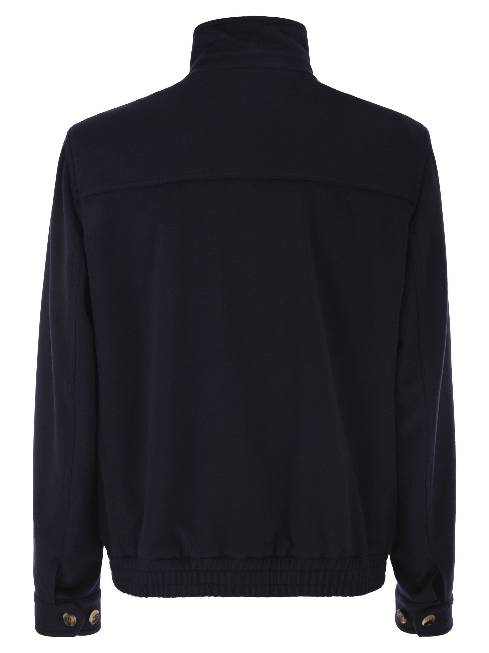 Brunello Cucinelli Men Virgin Wool Bomber Jacket With Stand Collar BRUNELLO CUCINELLI
