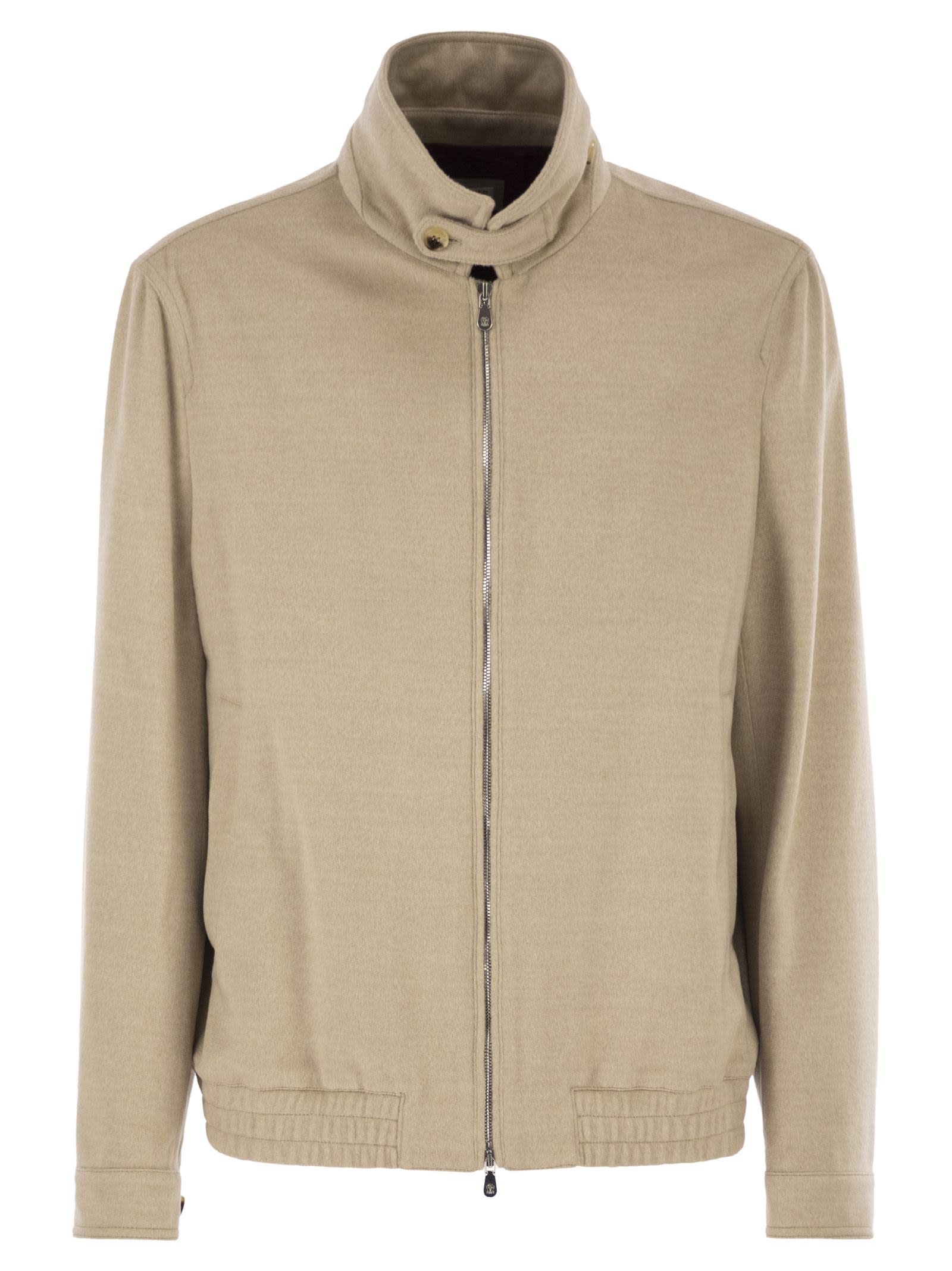 Brunello Cucinelli Men Virgin Wool Bomber Jacket With Stand Collar BRUNELLO CUCINELLI