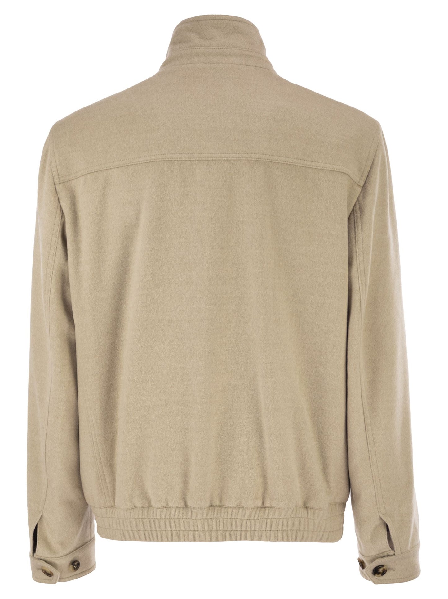 Brunello Cucinelli Men Virgin Wool Bomber Jacket With Stand Collar BRUNELLO CUCINELLI