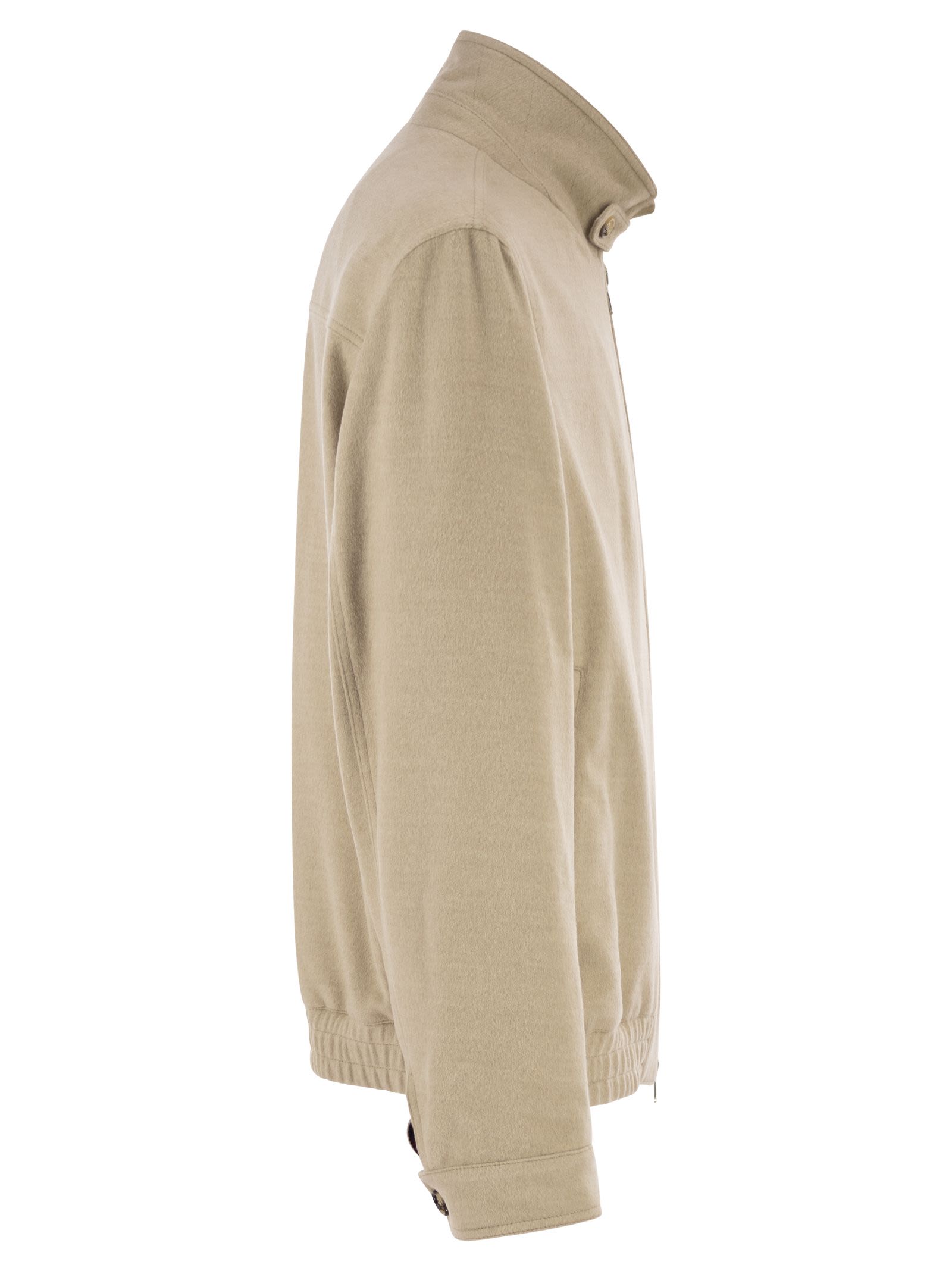 Brunello Cucinelli Men Virgin Wool Bomber Jacket With Stand Collar BRUNELLO CUCINELLI