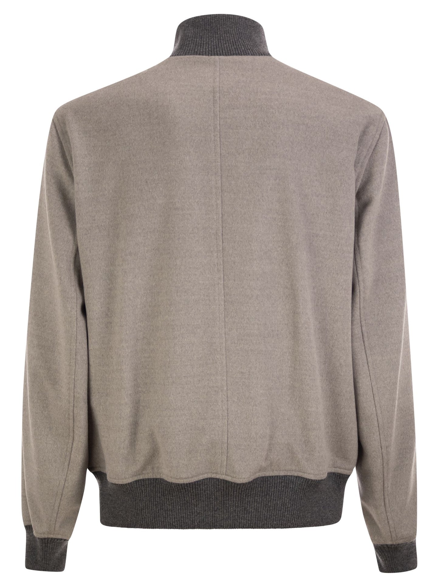 Brunello Cucinelli Men Virgin Wool Bomber Jacket With Cashmere Knit Details BRUNELLO CUCINELLI