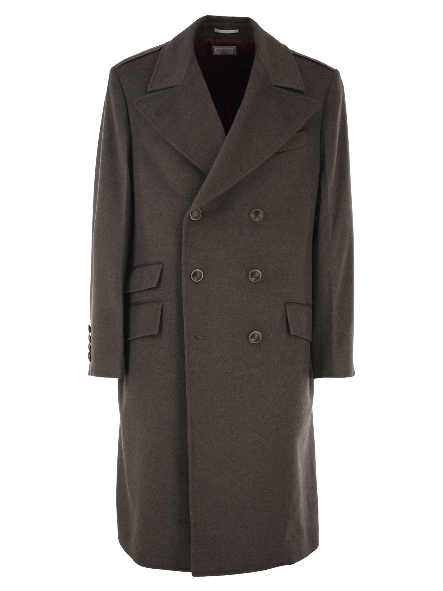 Brunello Cucinelli Men Double-Breasted Pure Wool Tailored Coat BRUNELLO CUCINELLI