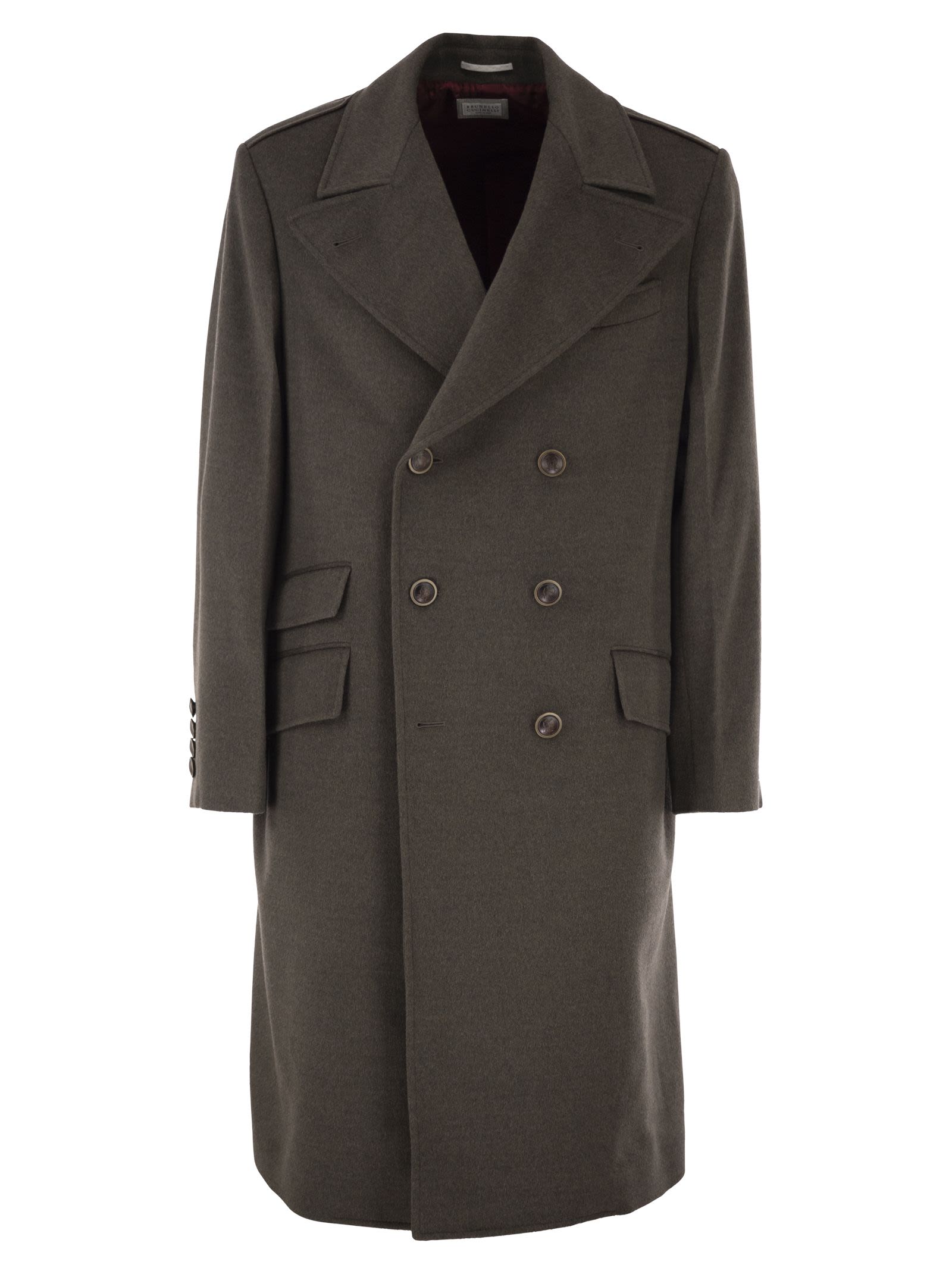 Brunello Cucinelli Men Double-Breasted Pure Wool Tailored Coat BRUNELLO CUCINELLI