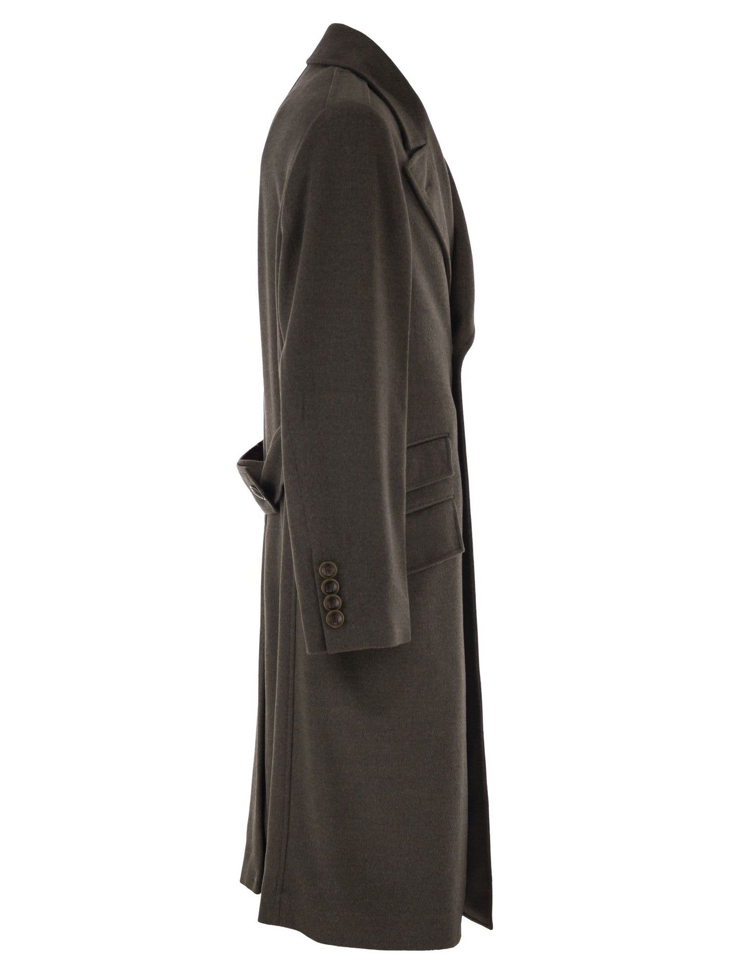 Brunello Cucinelli Men Double-Breasted Pure Wool Tailored Coat BRUNELLO CUCINELLI