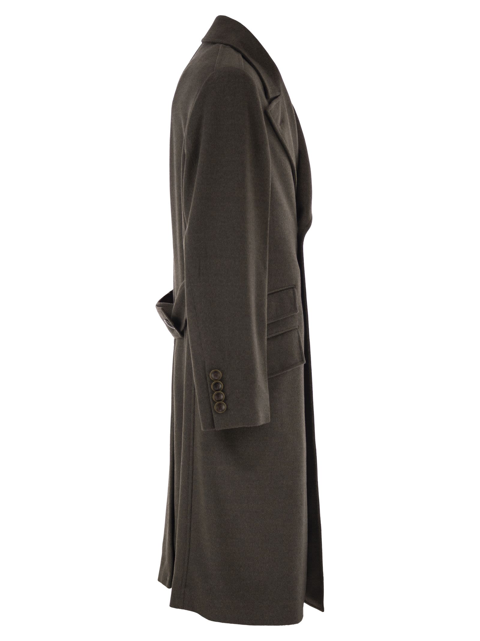 Brunello Cucinelli Men Double-Breasted Pure Wool Tailored Coat BRUNELLO CUCINELLI
