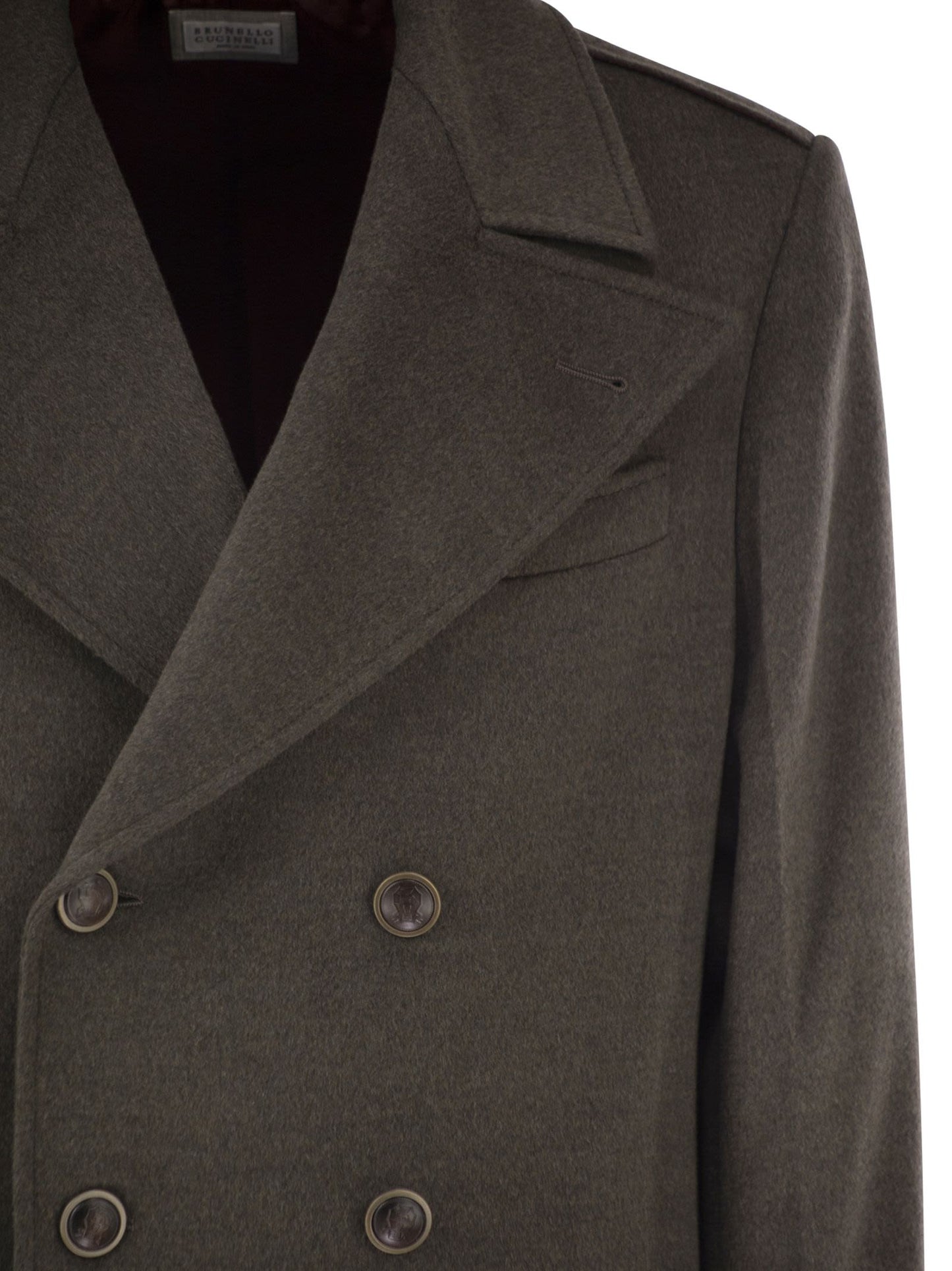 Brunello Cucinelli Men Double-Breasted Pure Wool Tailored Coat BRUNELLO CUCINELLI